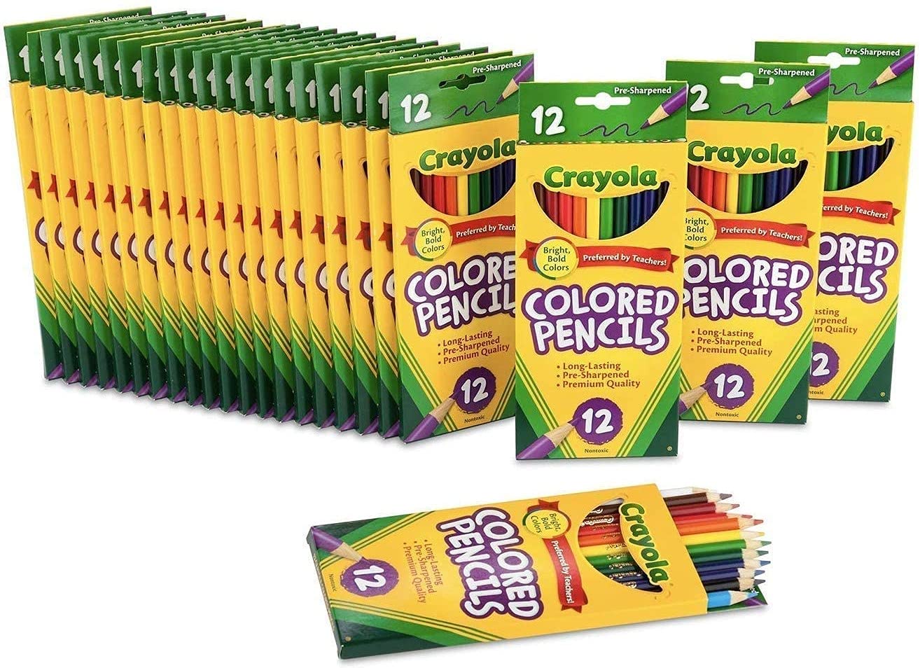 72 Pack Bulk Colored Pencils - Pre-Sharpened, 12 Assorted Colors (3 Sets of 24) | Premium Back to School Supplies for Kids, Artists & Classroom Use