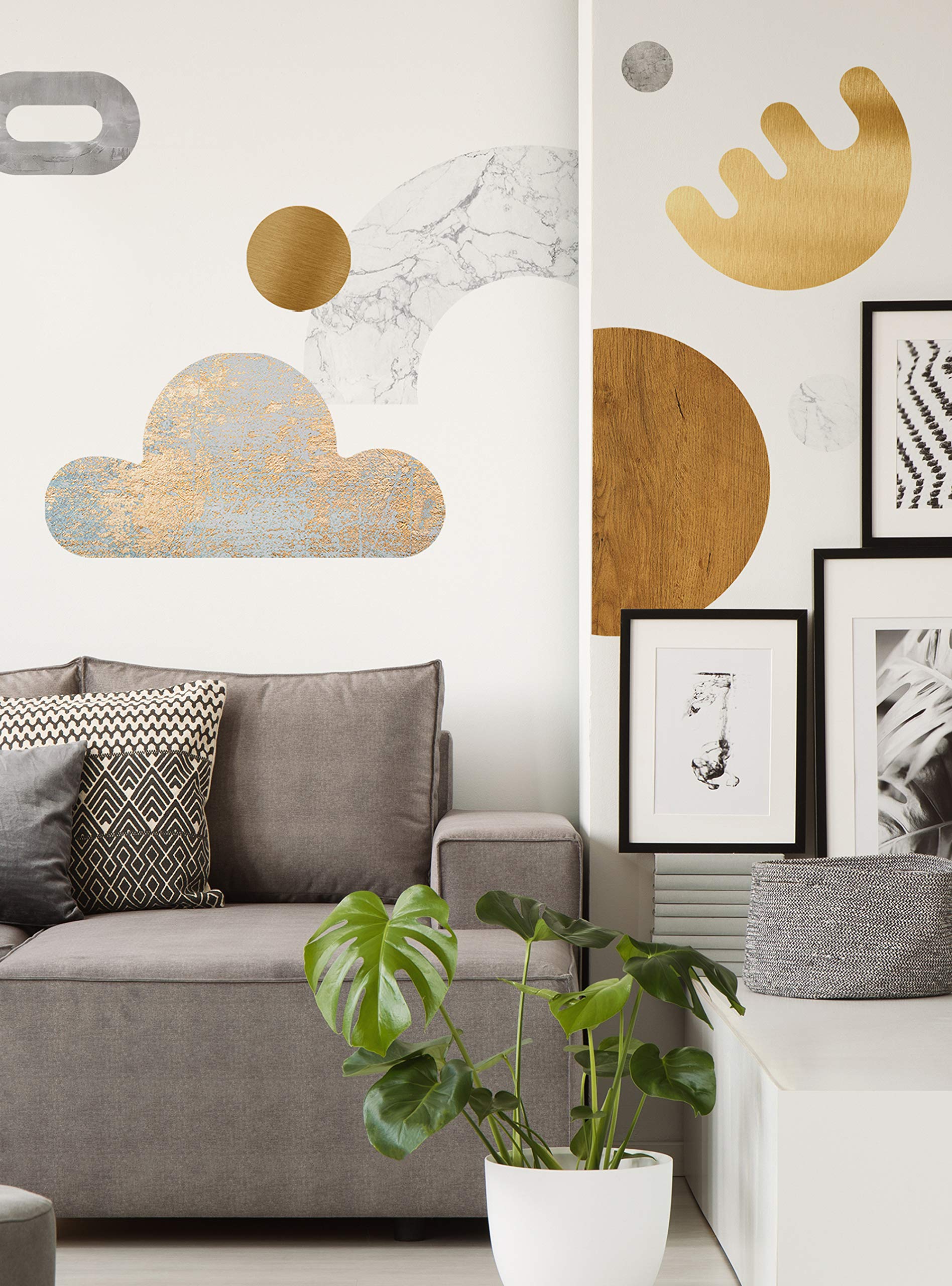 Minimalist Mid-Century Modern Art Vinyl Peel and Stick Wall Decals - Self-Adhesive Geometric Wall Stickers for Living Room, Bedroom, Nursery & Office Decor
