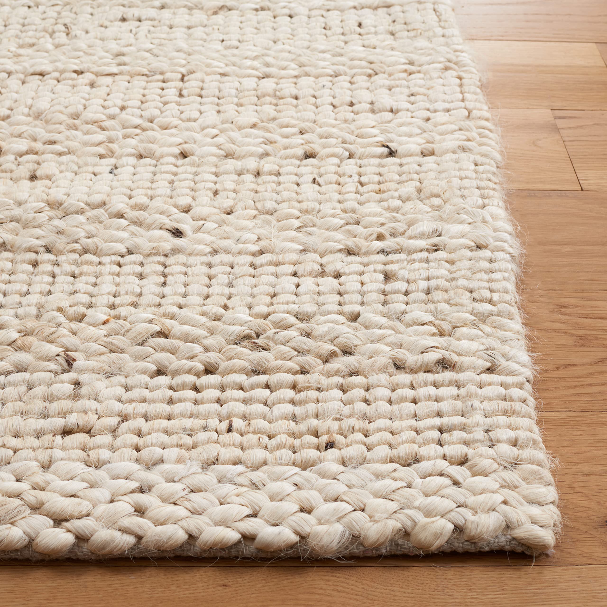 SAFAVIEH Natural Fiber Collection 5' Square Bleach NF212D Handmade Braided Woven Jute Area Rug for Living Room, Dining Room & Bedroom | Eco-Friendly Floor Decor for Cozy Home Interiors