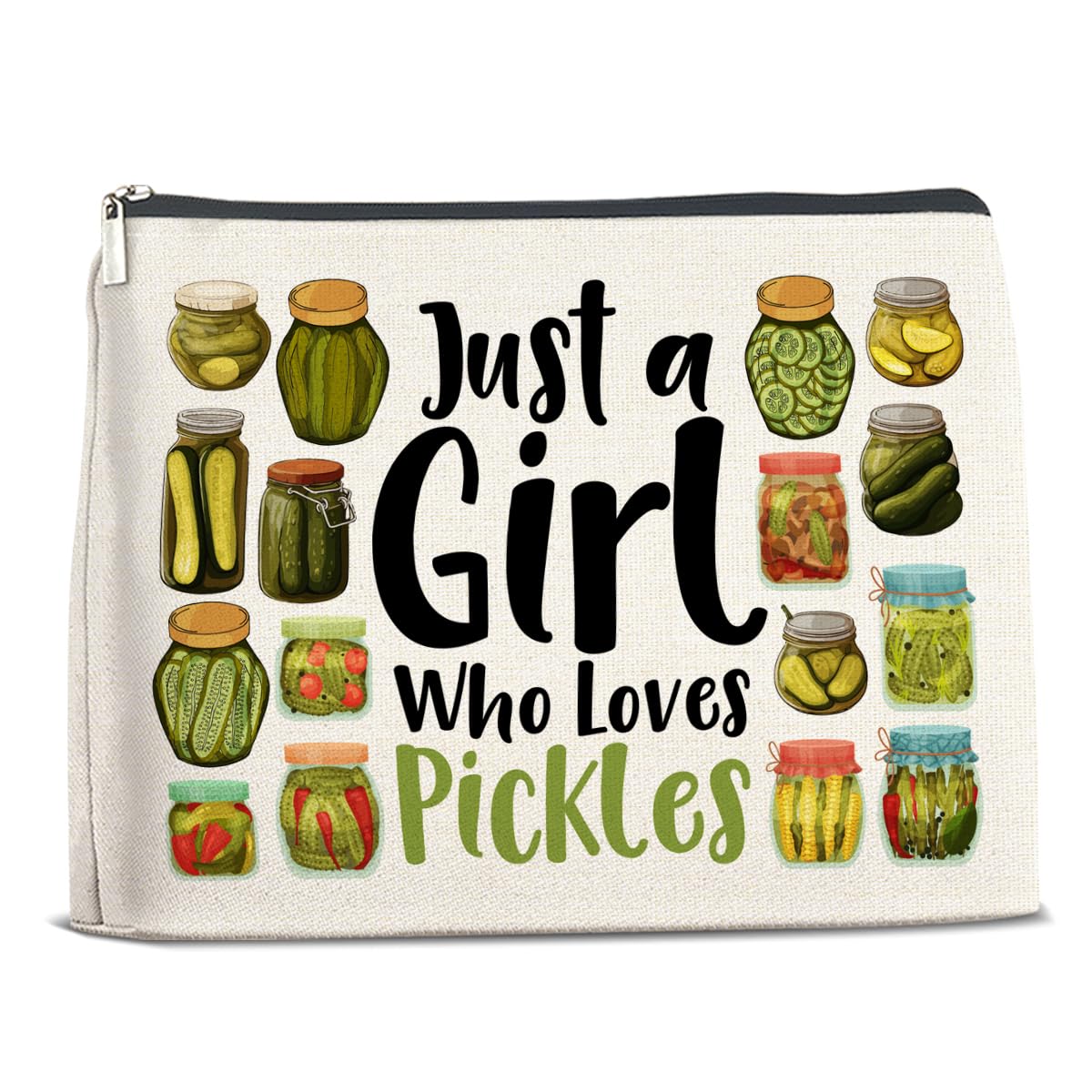 Pickle Themed Makeup Bag for Women - Cute Cosmetic Pouch with Zipper - Perfect Gift for Pickle Lovers - Great for Travel, Gym & Daily Use