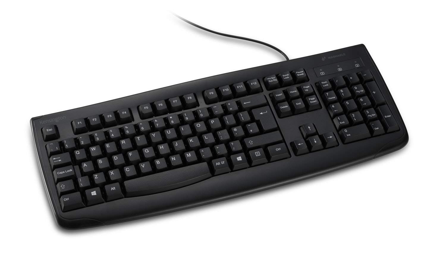Kensington K74200CA Pro Fit USB Washable Keyboard - Spill-Resistant, Ergonomic Design for Office & Home Use (Black) | Perfect for Workstations, Gaming & Daily Computing