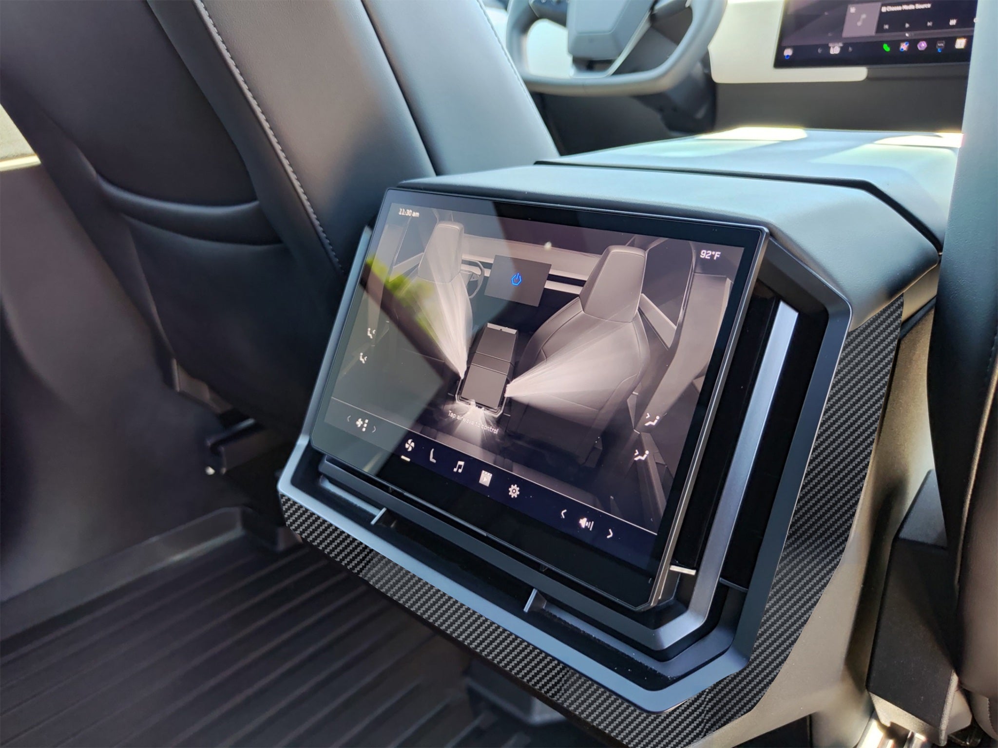 Premium Carbon Fiber Rear Touchscreen Frame Trim for Tesla Cybertruck - Durable & Stylish Interior Upgrade for Enhanced Driving Experience