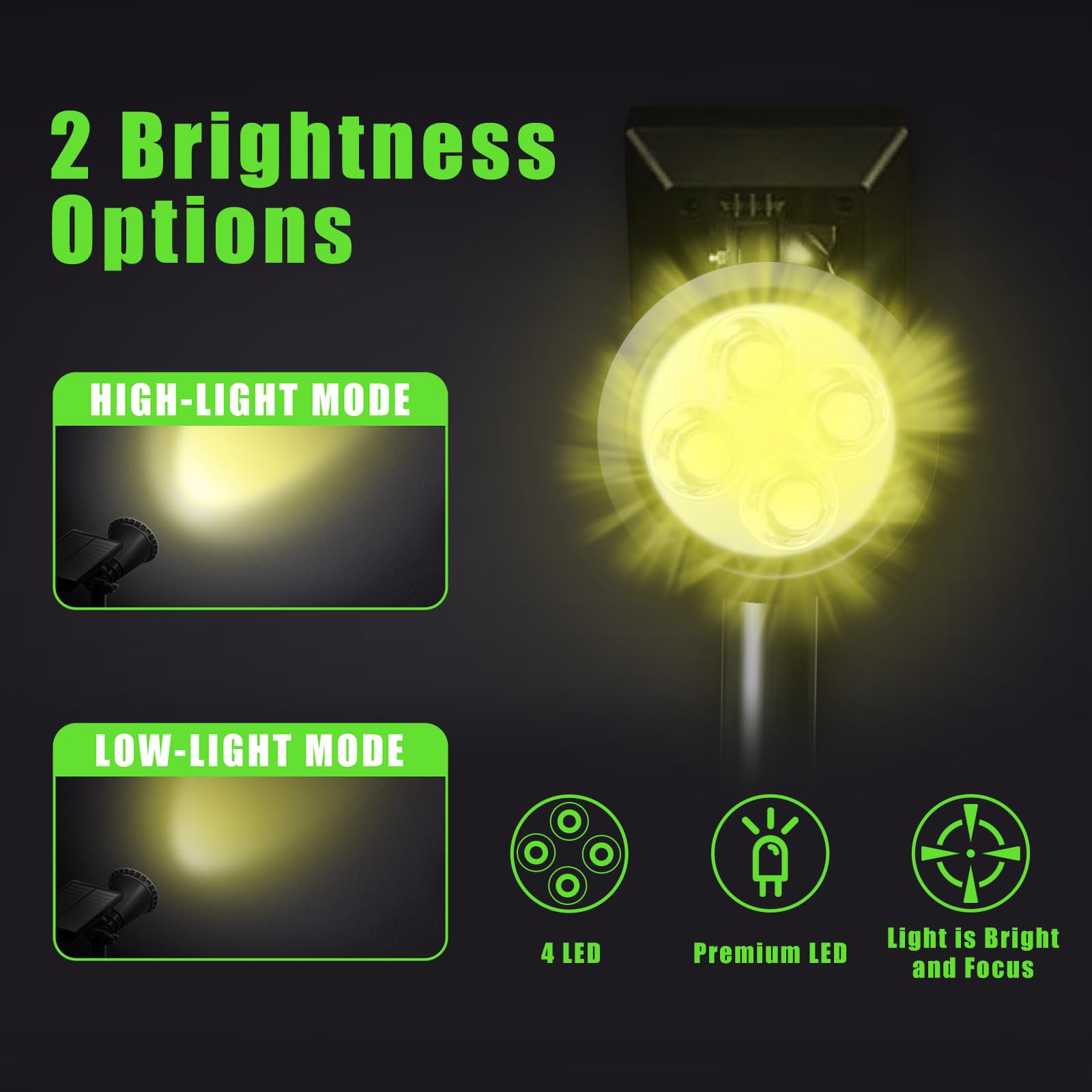 4 Pack Solar Spot Lights Outdoor Waterproof IP65 - 4 LEDs Auto On/Off Solar Yard Lights for Garden, Pathway, Tree & Christmas Decorations (Warm White) - Perfect for Landscape Lighting, Patio, Driveway & Holiday Displays