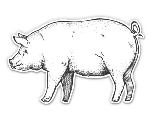 Pig Retro Drawing - 3 Inch Vinyl Sticker - Waterproof Decal for Car, Laptop, Water Bottle, Phone - Perfect for DIY Crafts, Scrapbooking & Personalizing Accessories