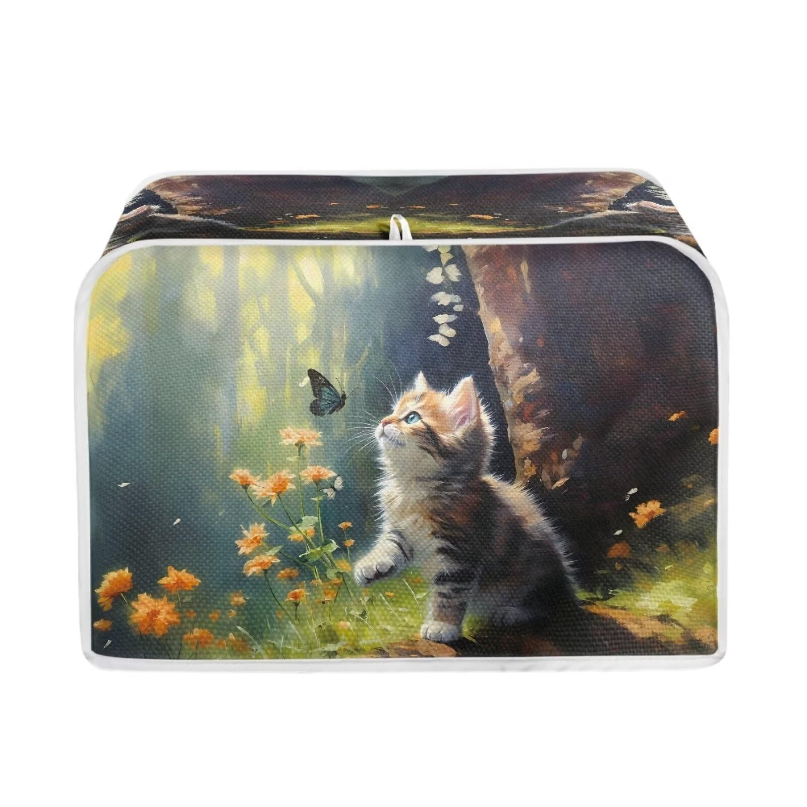 Cat Butterfly Toaster Cover - Anti-Dust & Fingerproof Kitchen Appliance Protector, Cute Microwave & Oven Decor Accessory for Stylish Kitchen Organization