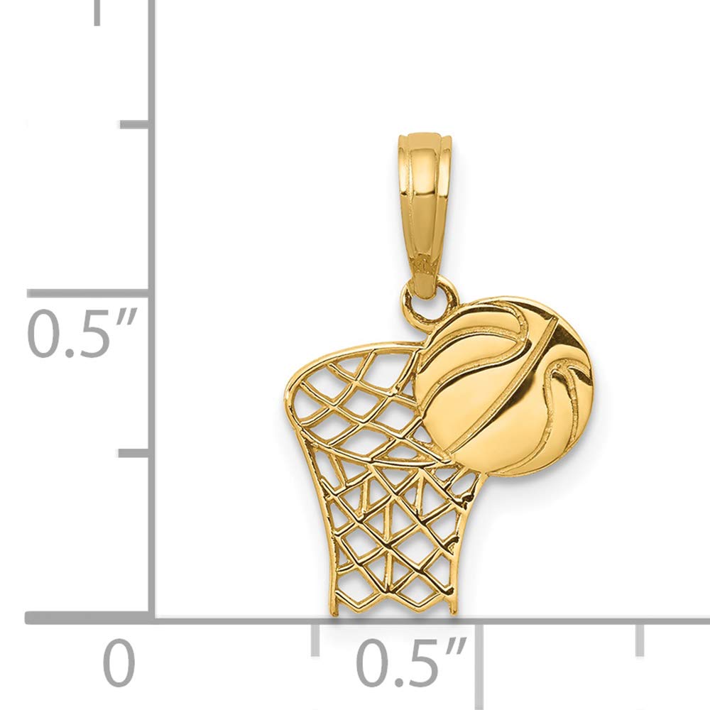 FJC Finejewelers 14k Yellow Gold Basketball Hoop & Ball Charm Pendant - Perfect Gift for Basketball Lovers & Jewelry Collectors - Great for Necklaces, Bracelets & Special Occasions