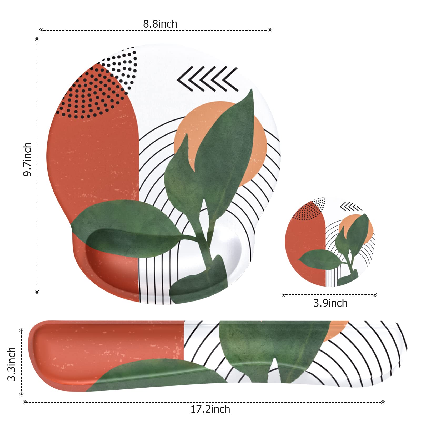 iLeadon Ergonomic Mouse Pad with Wrist Rest - Non-Slip Computer Mouse Pad for Home & Office - Comfortable Wrist Support for Pain Relief & Easy Typing - Modern Abstract Plant Design - Perfect for Gaming, Work & Long Computer Sessions