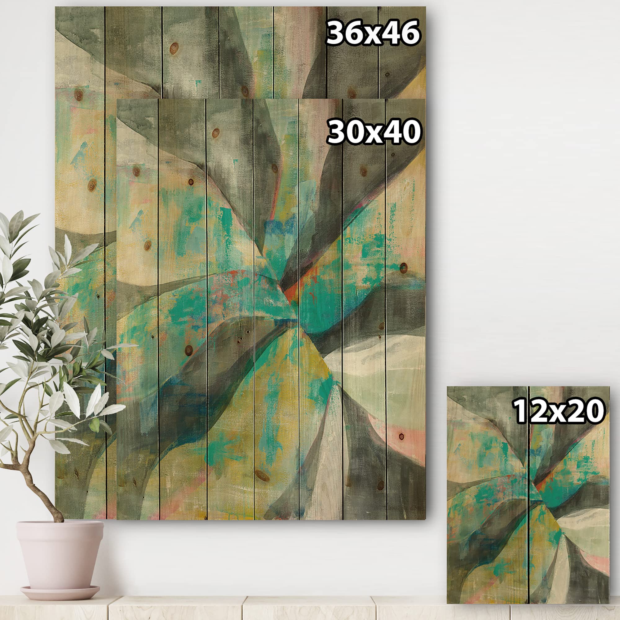 DesignQ In The Valley Abstract II Traditional Blue Wood Wall Art - Large Abstract Wooden Wall Panels Printed on Natural Pine - Perfect for Living Room, Bedroom & Office Decor