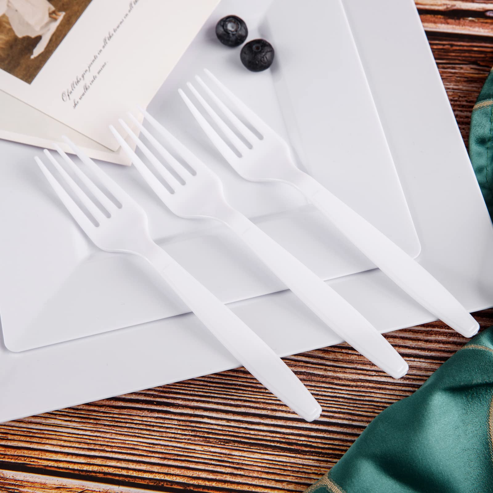 Liacere 360-Pack Heavy Duty White Plastic Forks - 6.7 Inch Disposable Cutlery for Parties, Picnics, BBQs, Catering & Restaurants - Durable Eco-Friendly Plastic Utensils Bulk Pack