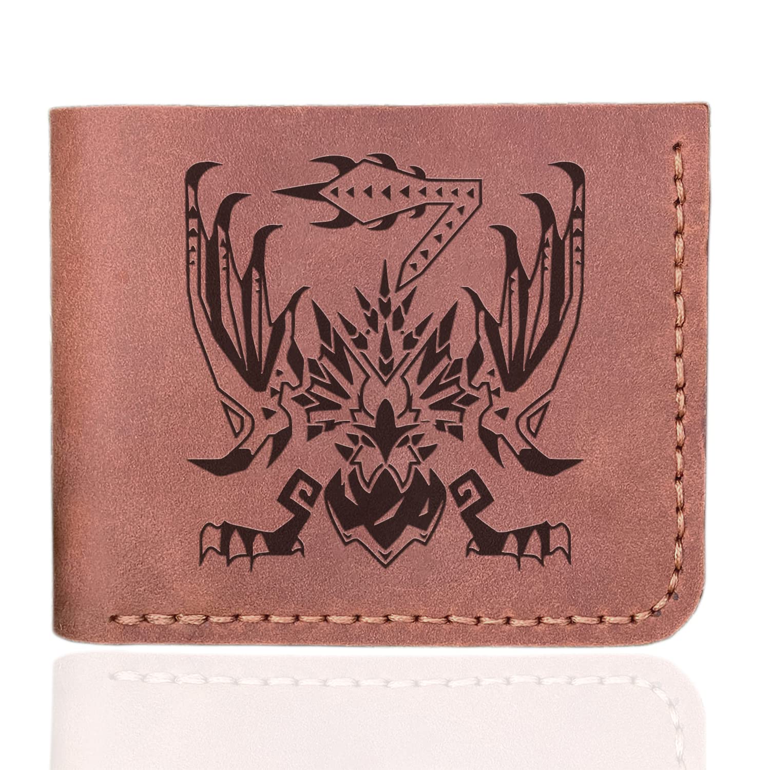 Yian Garuga Monster Hunter World (MHW) Leather Wallet for Men - Handmade Personalized Custom Wallet - Perfect Christmas Gift for Husband, Boyfriend, or Gamer - Durable Geek Accessory for Everyday Use & Gaming Conventions