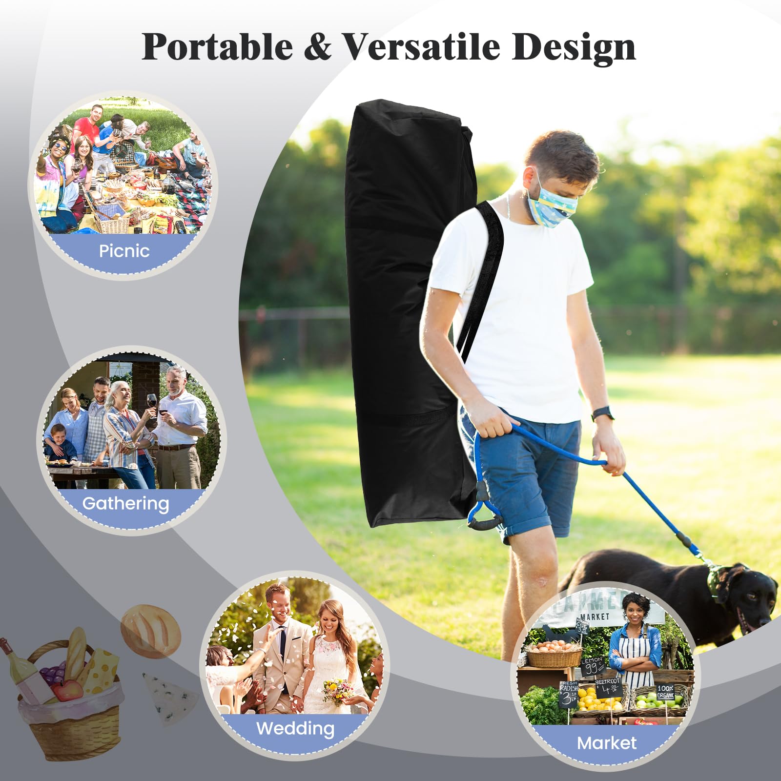 Tangkula 10x20 Ft Pop Up Canopy Tent - Instant Setup Portable Shelter with 6 Sand Bags, 12 Stakes & 6 Ropes - UPF 50+ Sun Protection - Great for Camping, Beach Parties, Backyard BBQs, Farmers Markets & Outdoor Events (Grey)