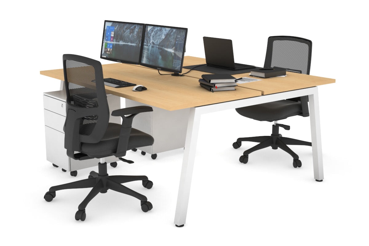Quadro 2 Person Office Workstation Desk [1400L x 700W] - Perfect for Shared Workspaces & Collaborative Office Environments