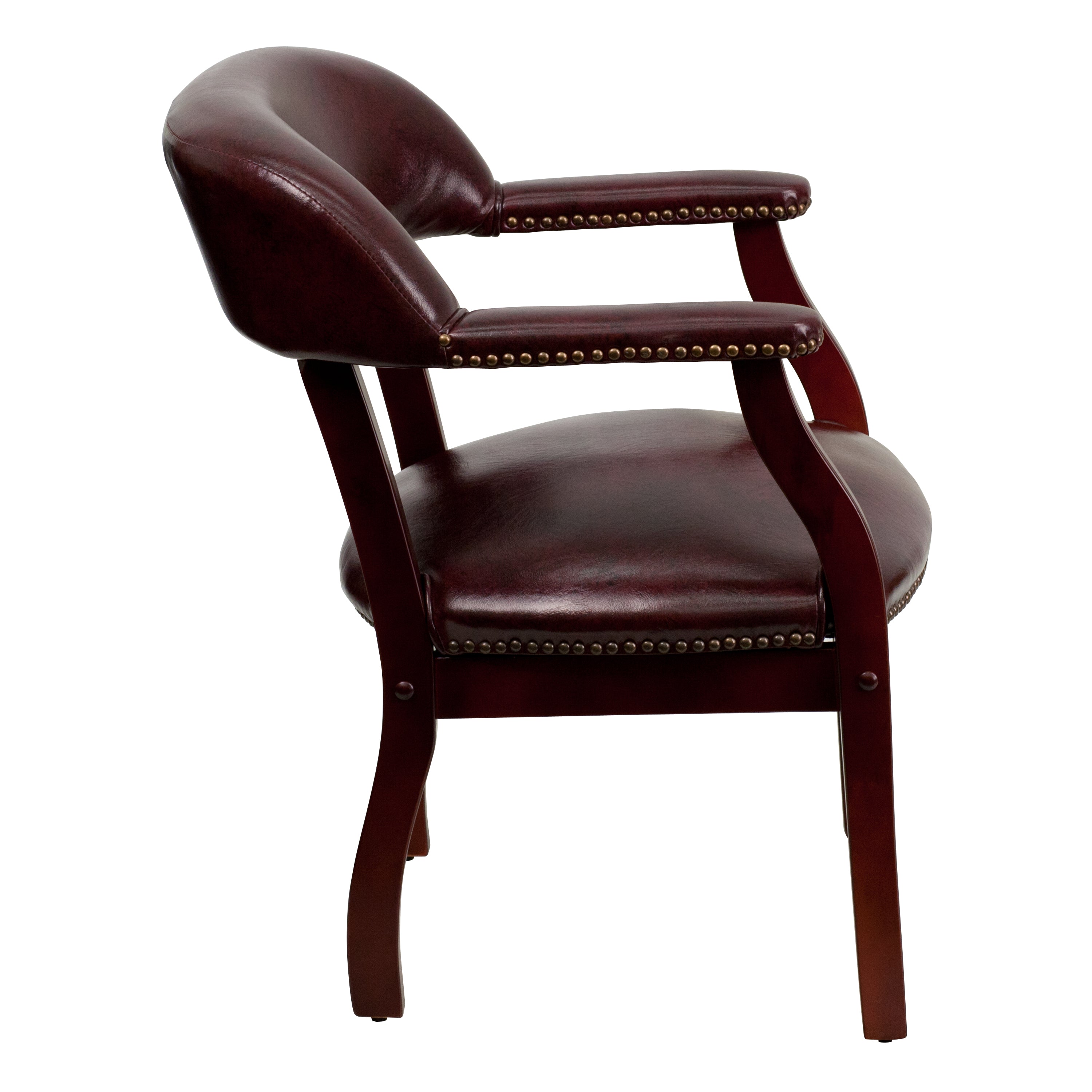 Premium Traditional Vinyl Conference Chair with Elegant Nailhead Trim - Perfect for Office Meetings, Executive Suites & Home Offices