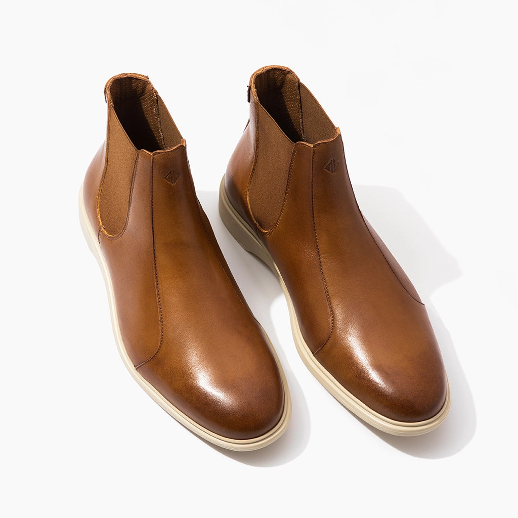 The Chelsea Boots for Women - Honey & Cream Leather Ankle Boots - Stylish & Comfortable for Fall, Winter & Casual Outfits