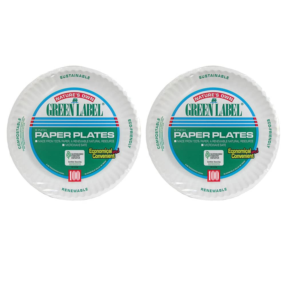 200-Pack 9 Inch White Round Paper Plates - Lightweight Disposable Dinner Plates for Parties, BBQs, Picnics & Events - Bulk Eco-Friendly Party Tableware