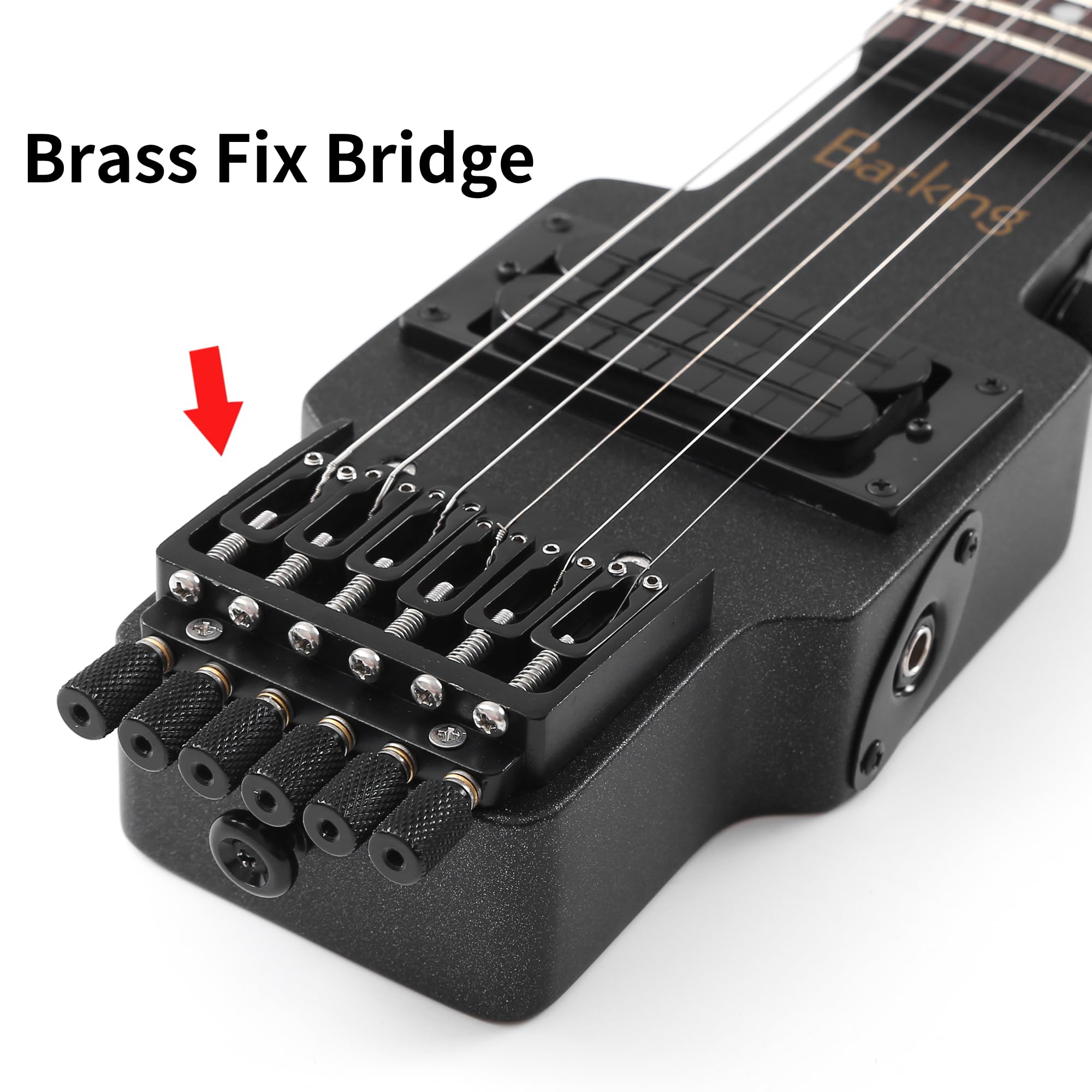 Headless Travel Electric Guitar - 6 String One-Piece Canadian Maple Neck Through Body Design with Brass Fixed Bridge & Gig Bag | Perfect for Buskers, Camping & Portable Music Practice