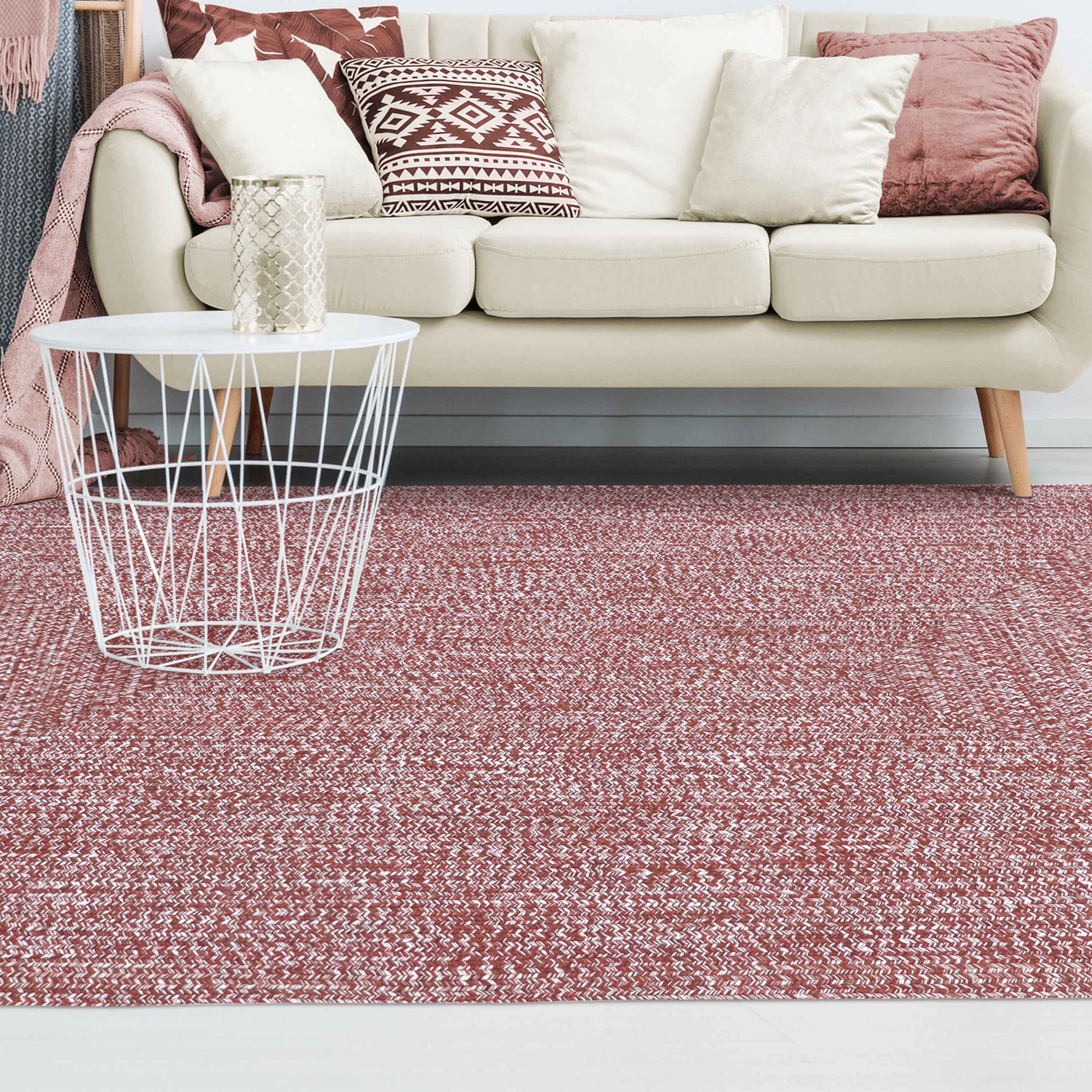 Two-Toned Braided Bohemian Area Rug - Indoor/Outdoor Use for Living Room, Bedroom, Patio & Deck - Soft & Durable Home Decor