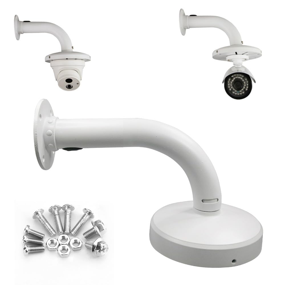 Universal Aluminum L-Type Security Camera Mount Bracket for Indoor/Outdoor Dome & IP Cameras - Weatherproof CCTV Wall Mount with Junction Box for Home & Business Surveillance