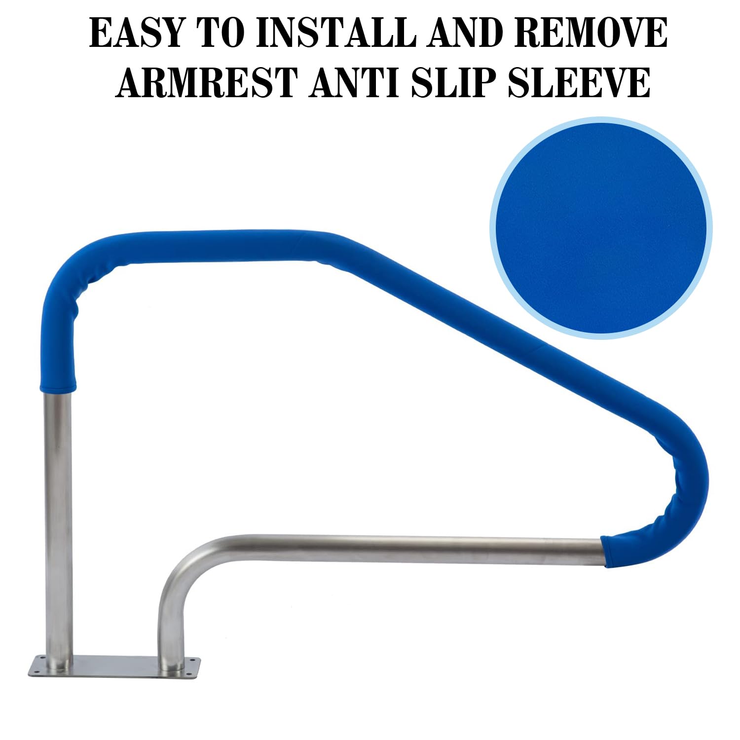 48x32 Inch 4-Bend 304 Stainless Steel Swimming Pool Handrail with Quick Mount Base Plate - 2