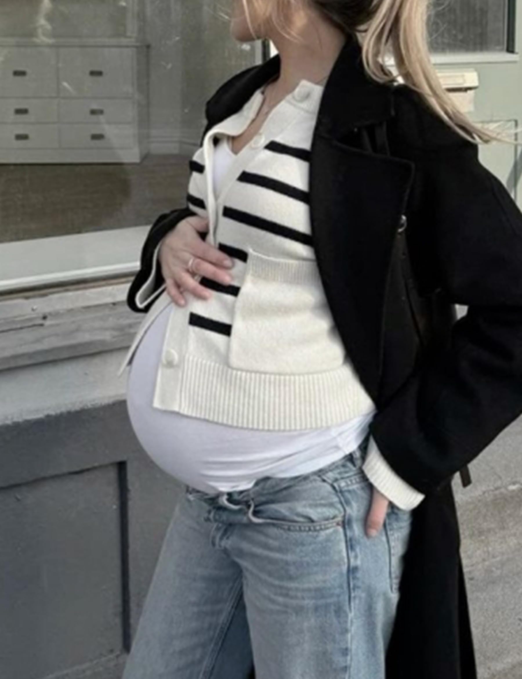 Rheane Maternity Belly Band for Pregnant Women - Adjustable Pregnancy Support Belt & Maternity Jeans Extender - Comfortable Belly Band for All Trimesters - Perfect for Work, Exercise & Everyday Wear