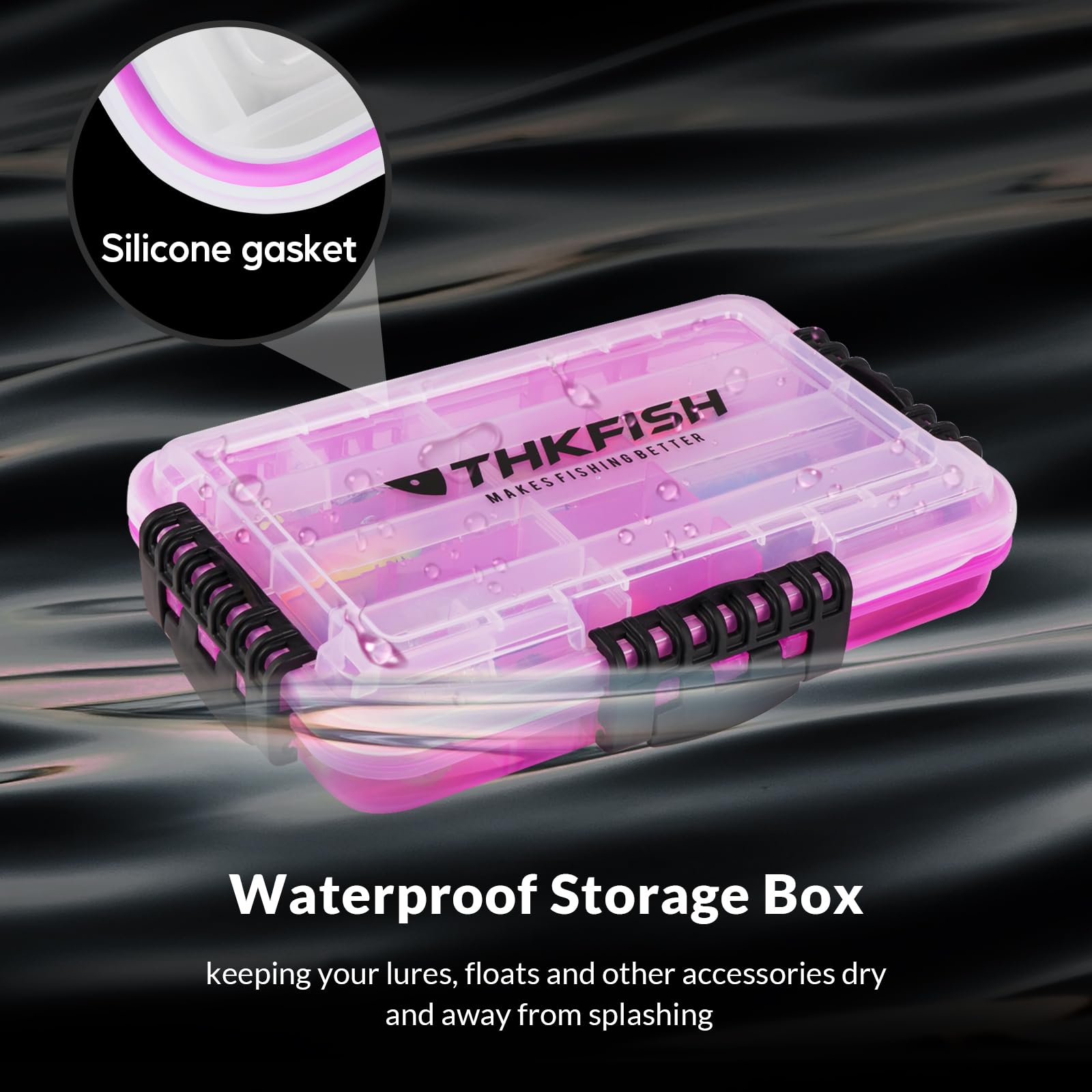 THKFISH 3600 Tackle Box - Floating Fishing Lure Storage Organizer with Adjustable Dividers, Waterproof & Sunproof Plastic Box for Bass Trout Saltwater Fishing - Perfect for Boat, Kayak & Shore Fishing Trips
