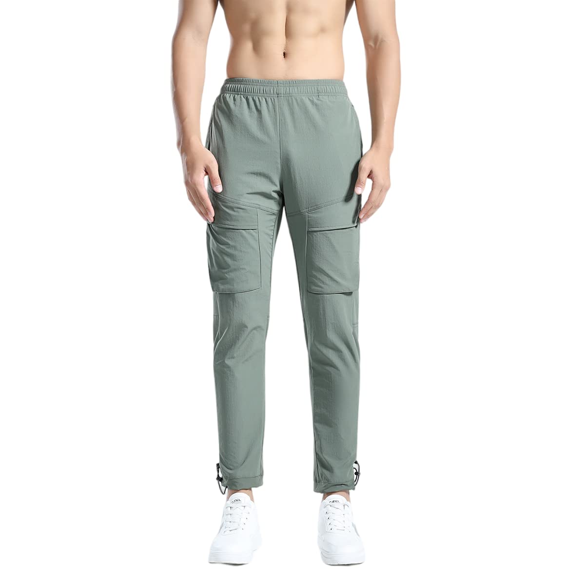 WROLEM Men's Yoga Sweatpants - Athletic Lounge Pants with Pockets, Open Bottom Casual Jersey Pants for Men - Perfect for Yoga, Gym Workouts & Relaxing at Home