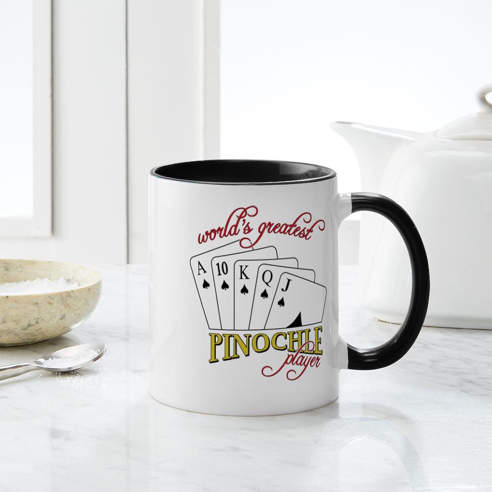 Pinochle Player Mug - 11 oz (325 ml) Ceramic Coffee Cup - Perfect for Card Game Lovers & Coffee Drinkers - Great Gift for Pinochle Players & Game Nights