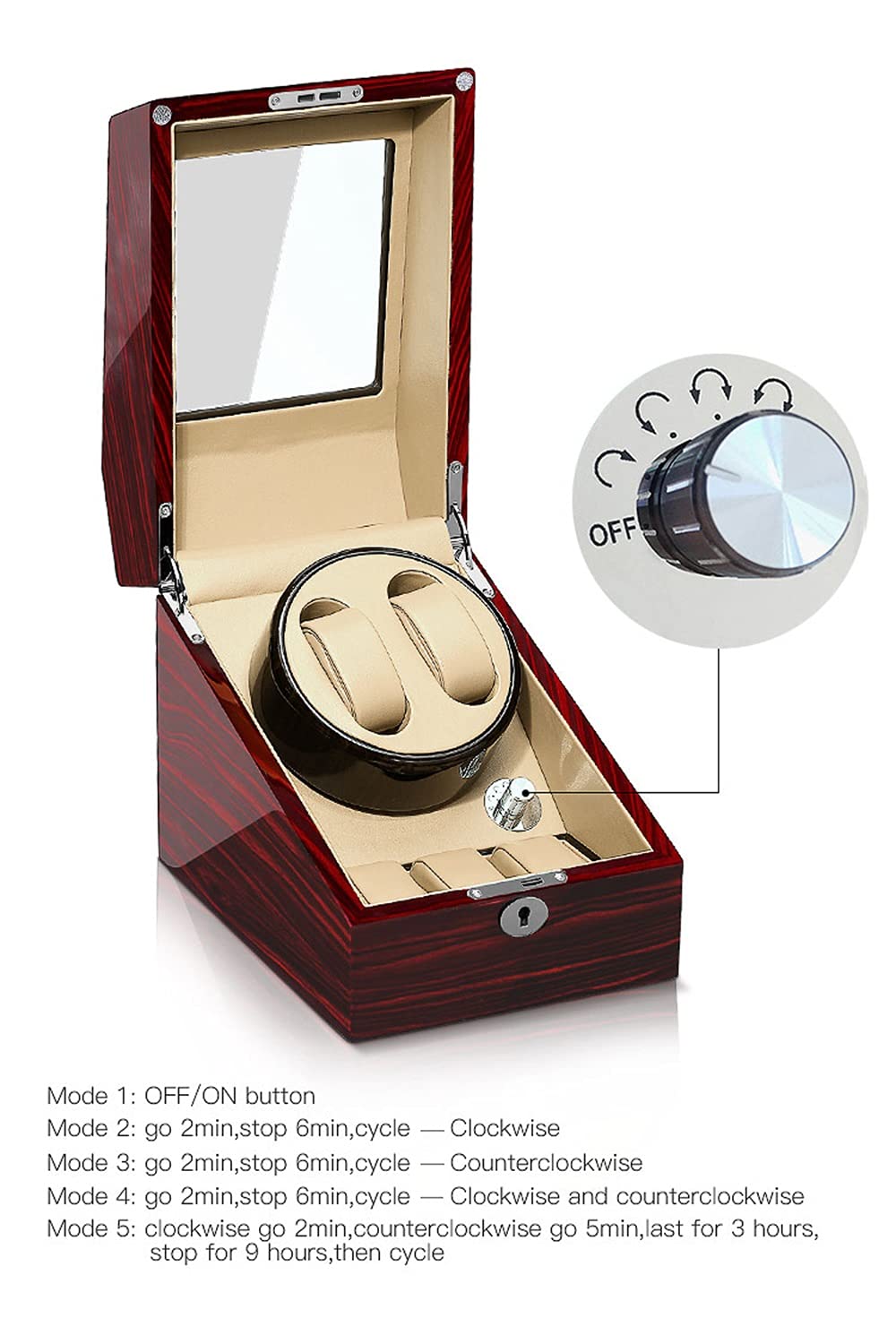 Premium 2 Automatic Watch Winder Box with 3 Storage Compartments - Solid Wood Shell & Adjustable Watch Pillows - Battery or AC Powered (Black) - Perfect for Watch Collectors & Luxury Timepiece Storage