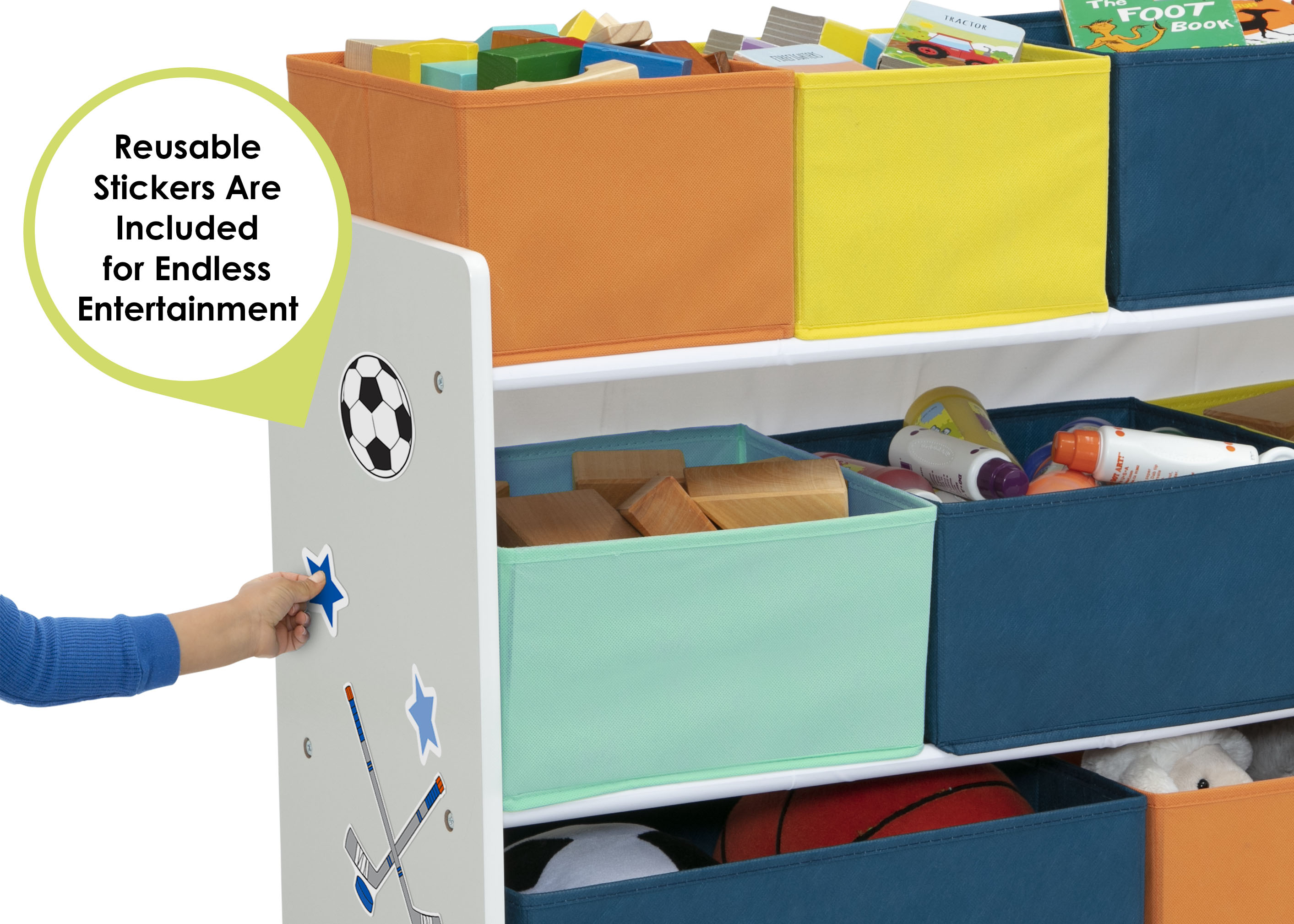 Deluxe Multi Bin Toy Organizer with Storage Bins - Kids Room Organization Solution for Toys, Books & Crafts - Perfect for Playrooms, Daycares & Home Storage