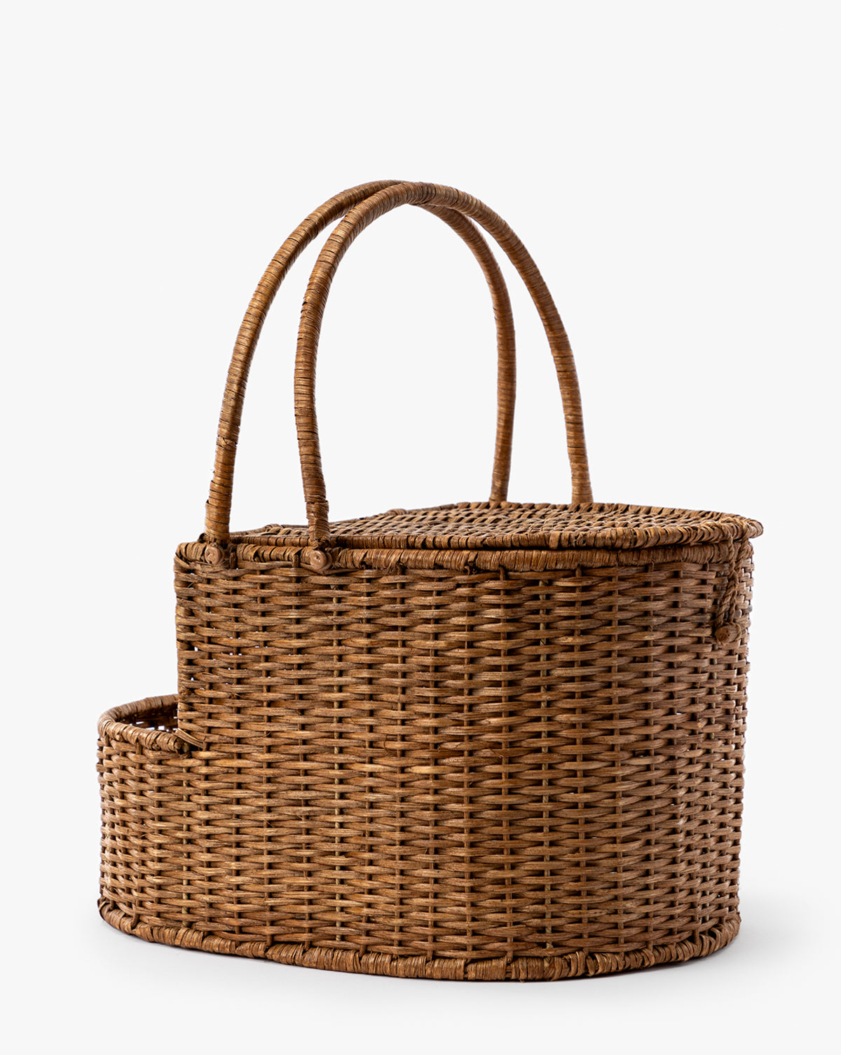 Premium Rattan Wicker Picnic Basket for 2-4 People - Insulated Cooler Compartment & Complete Cutlery Set - Perfect for Outdoor Dining, Beach Trips & Romantic Picnics