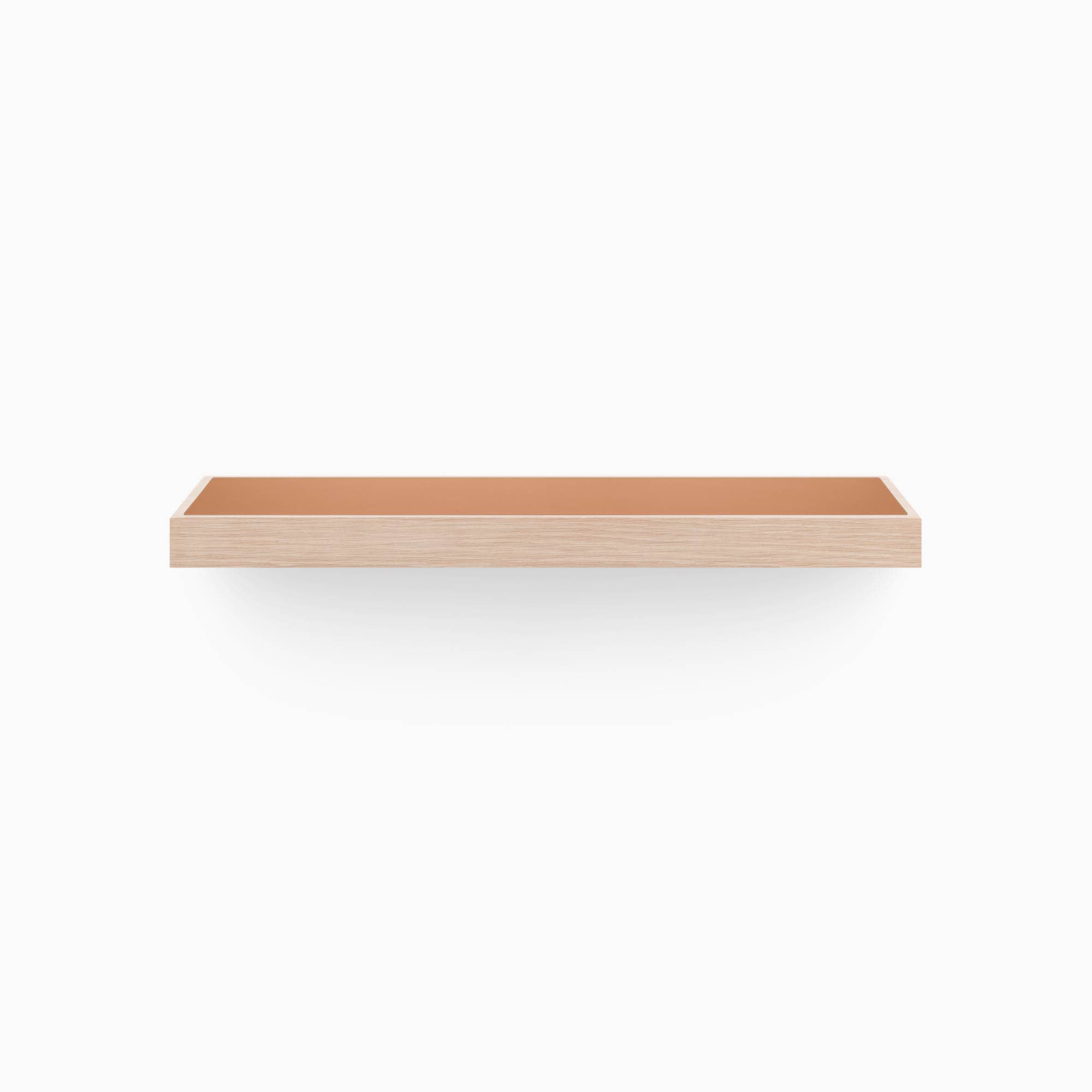 Aksel Floating Shelf - Glazed White Oak Wood Wall Shelf with Inlay Design - Perfect for Living Room, Bedroom, or Bathroom Storage and Decor