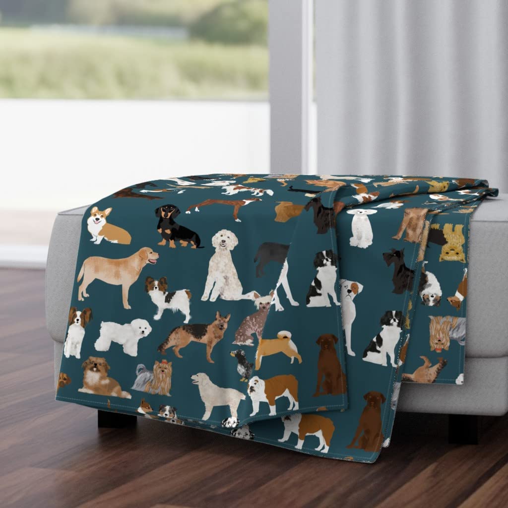 Luxe Velvet Throw Blanket 50x70 Inches - Navy Blue Dog Breeds Rescue Dogs Print for Pet Lovers | Soft Cozy Blanket for Couch, Bed & Gift Giving