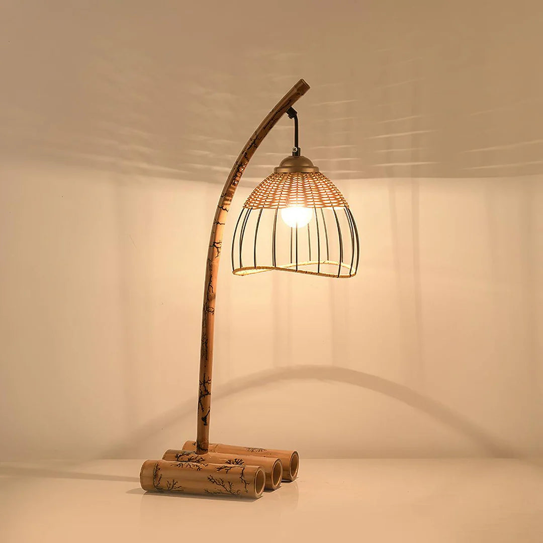 Zen Bamboo Table Lamp - Natural Wood Nightstand Light for Bedroom, Living Room, Office | Soft Ambient Lighting for Relaxation & Meditation