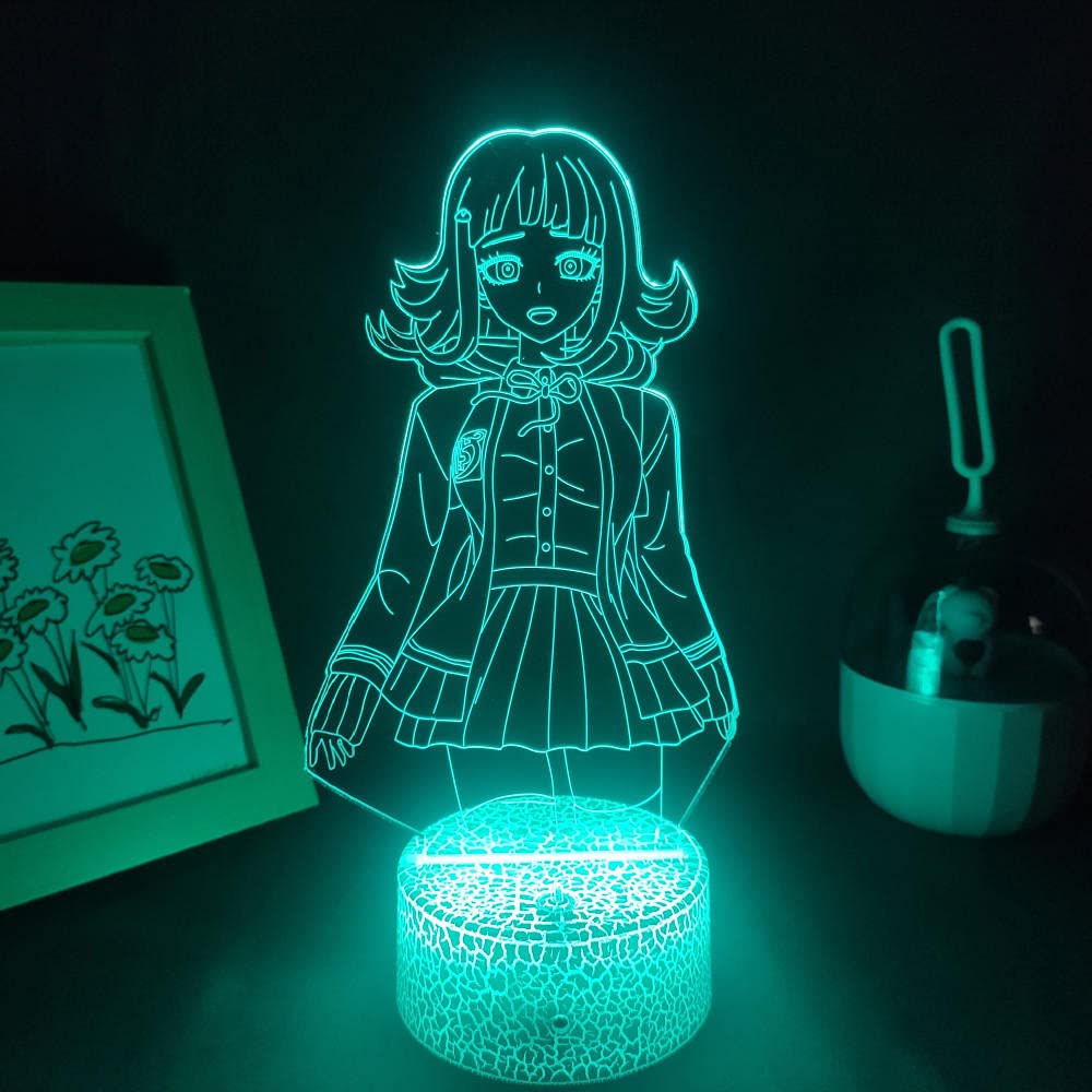 3D Chiaki Nanami Anime Night Light - 7 Color Changing LED Table Lamp for Kids Bedroom, Birthday Gift for Boys & Girls - Perfect for Bedside Decor, Gaming Room Lighting, and Nighttime Reading