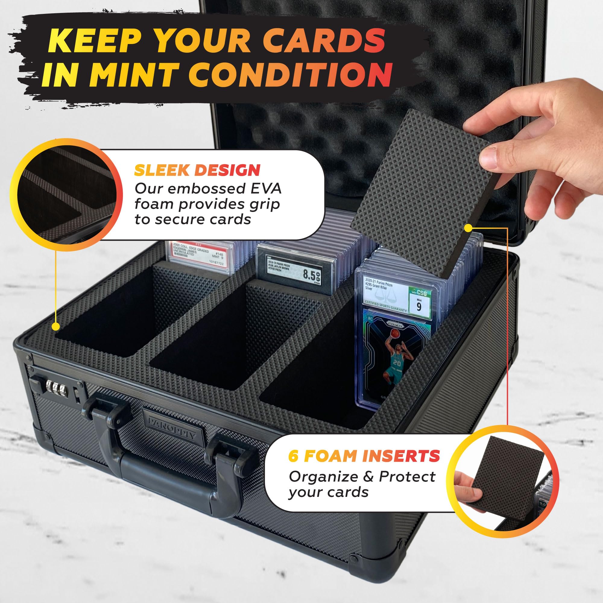 Premium SLAB ARMOR 120+ 3-Row PSA Graded Card Storage Box - Heavy Duty Baseball & Sports Card Protector Case for PSA Slabs (Black) | Perfect for Collectors, Card Shows & Secure Home Storage