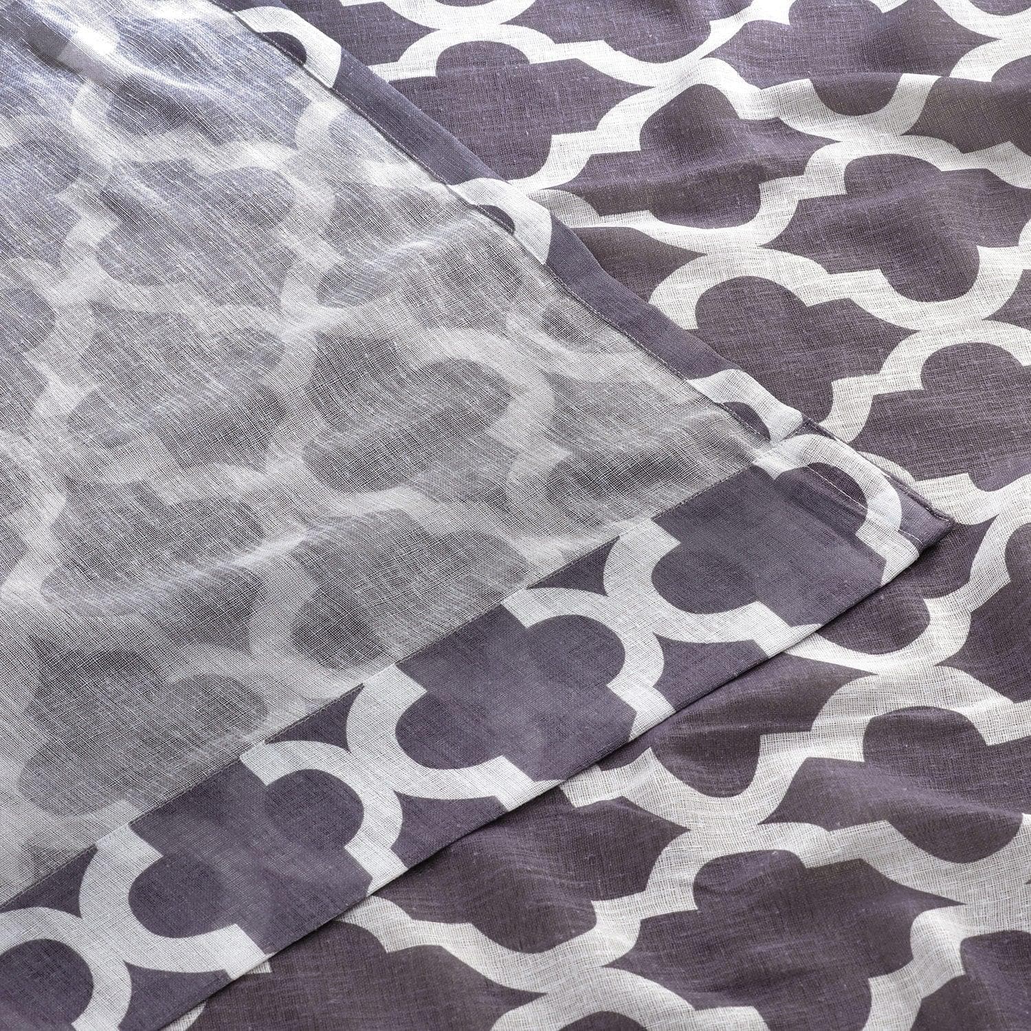 Birmingham Mulberry Geometric Grommet Printed Sheer Curtains - Elegant Window Treatments for Living Room, Bedroom & Home Decor