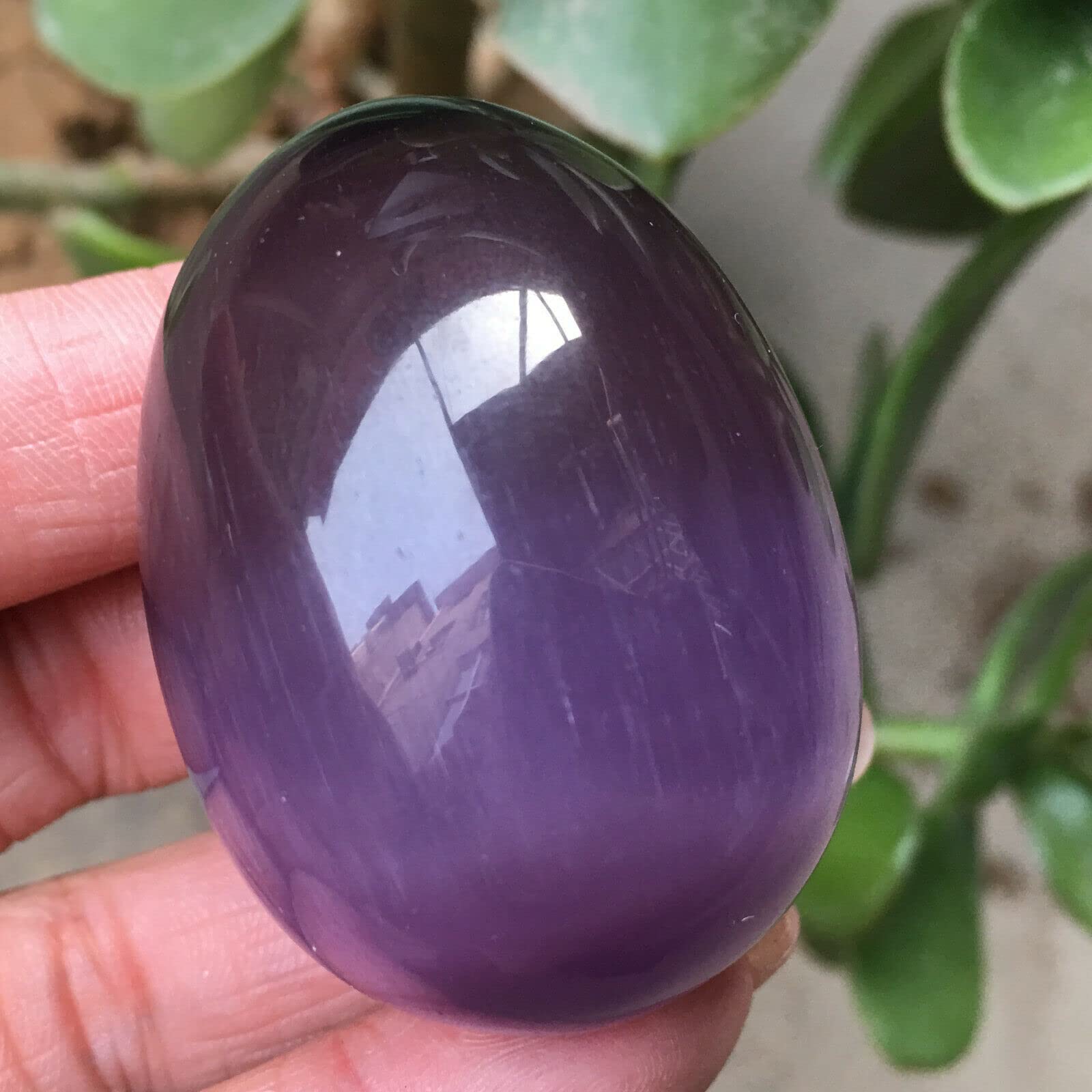 1PCS Beautiful Melting Quartz Purple Cat Eye Stone Dragon Egg - Reiki Healing Crystal for Meditation, Chakra Balancing & Spiritual Growth - Perfect for Yoga, Energy Work & Home Decor