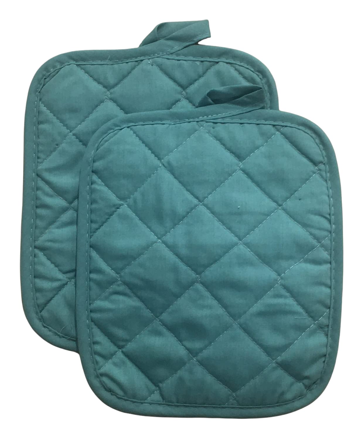7-Piece Premium Cotton Kitchen Set - 2 Absorbent Towels, Heat-Resistant Oven Mitt, 2 Pot Holders & 2 Dishcloths (Aqua Blue) - Perfect for Cooking, Baking & Kitchen Decor