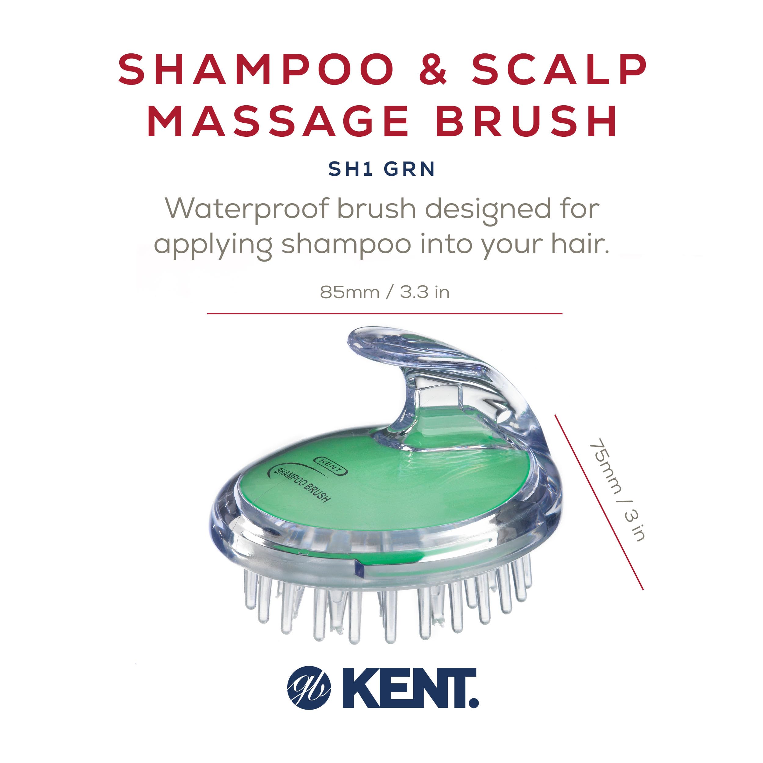 Kent SH1 MNT Scalp Scrubber & Exfoliating Hair Brush - 42 Soft Rubber Bristles for Shampoo Distribution, Scalp Massage & Hair Growth - Perfect for Shower Use, Deep Cleansing & Relaxing Head Spa Treatment