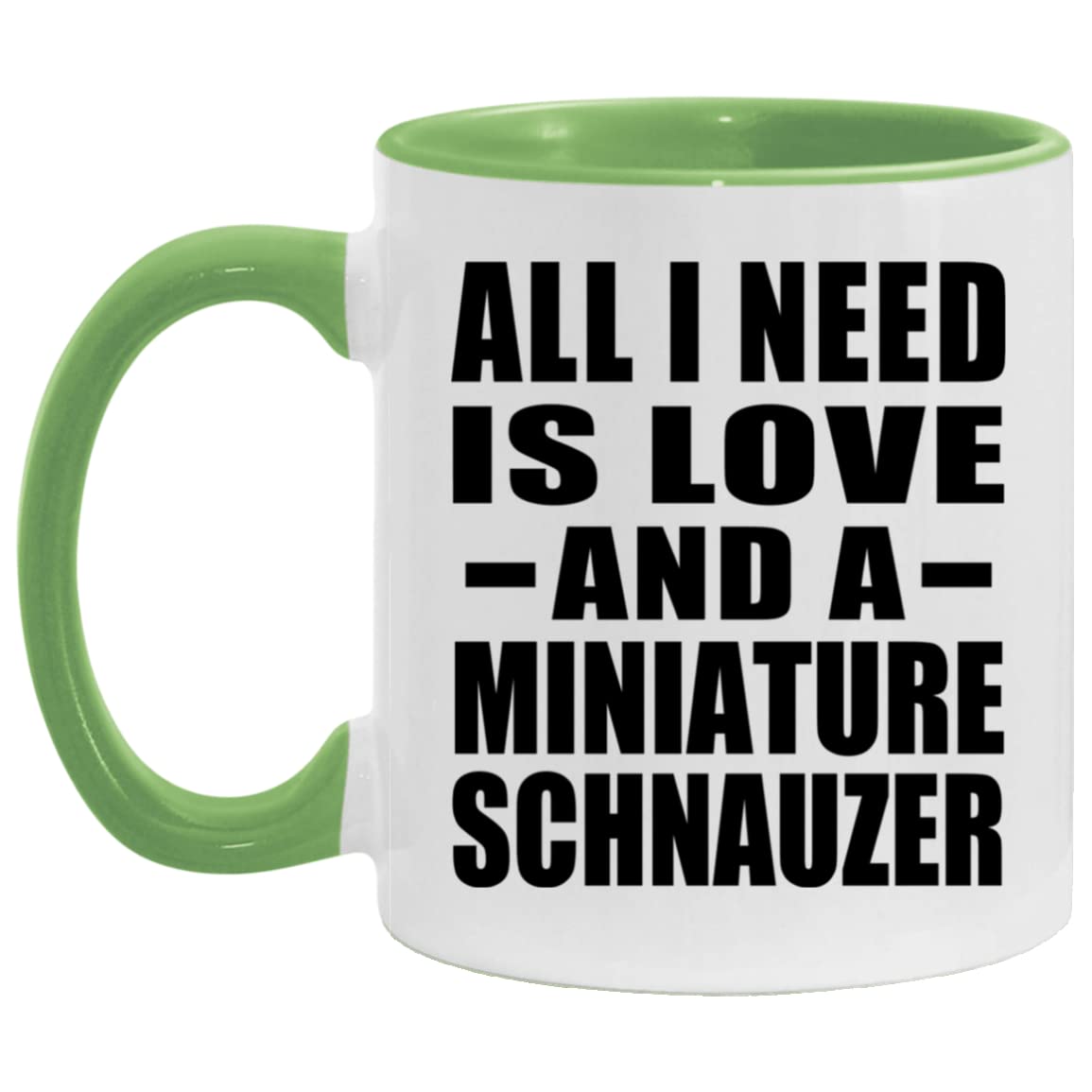 11oz Green Ceramic Coffee Mug with Handle - Miniature Schnauzer Dog Lover Gift for Birthday, Anniversary, Mother's Day, Father's Day - Perfect for Tea, Coffee & Home Office Use