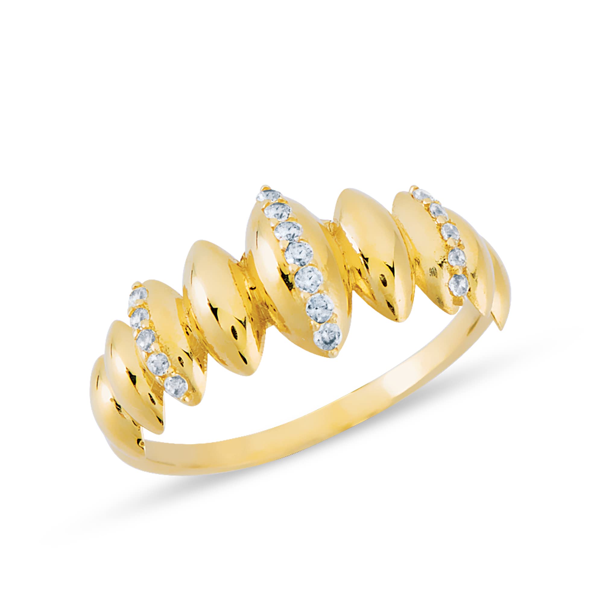 14K Solid Gold Stackable Dome Rings with Round-Cut Cubic Zirconia - Yellow, White & Rose Gold Minimalist Jewelry for Women | Dainty Boho Vintage Rings for Everyday Wear, Stacking Style, Gifts for Her, Mom, Sister & Friends | Fine Jewelry Size 4.5-12 | Perfect for Layering, Office Wear & Special Occasions