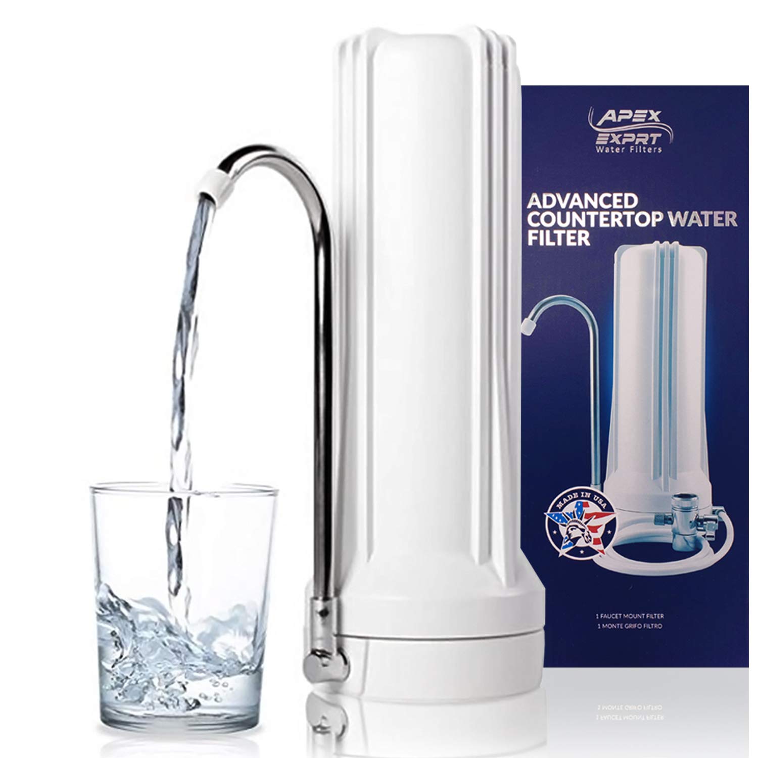 APEX MR-1010 White Countertop Water Filter System - Premium Drinking Water Purifier for Home & Office | Removes Contaminants, Improves Taste | Perfect for Kitchen, RV, Camping & Emergency Preparedness