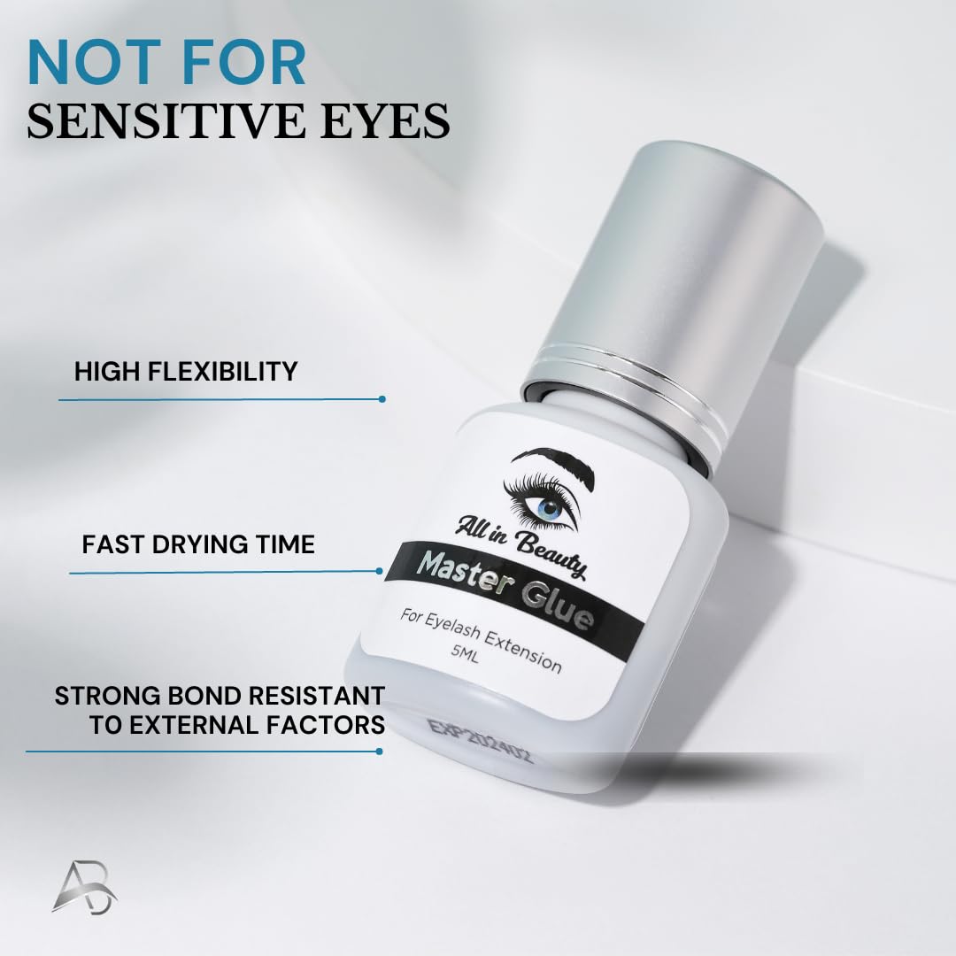 All In Beauty Professional Eyelash Extension Glue - Extra Strong & Safe False Eyelash Adhesive for Lash Artists (5ml) | Long-Lasting, Skin-Friendly Formula for Salon & Home Use
