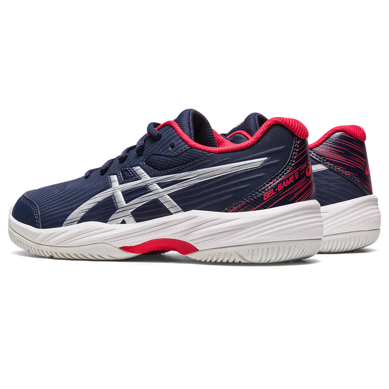 ASICS Gel Game 9 GS Junior Tennis Shoes for Girls - Navy/Silver - Lightweight & Supportive Court Shoes for Junior Players - Perfect for Tennis Training & Matches