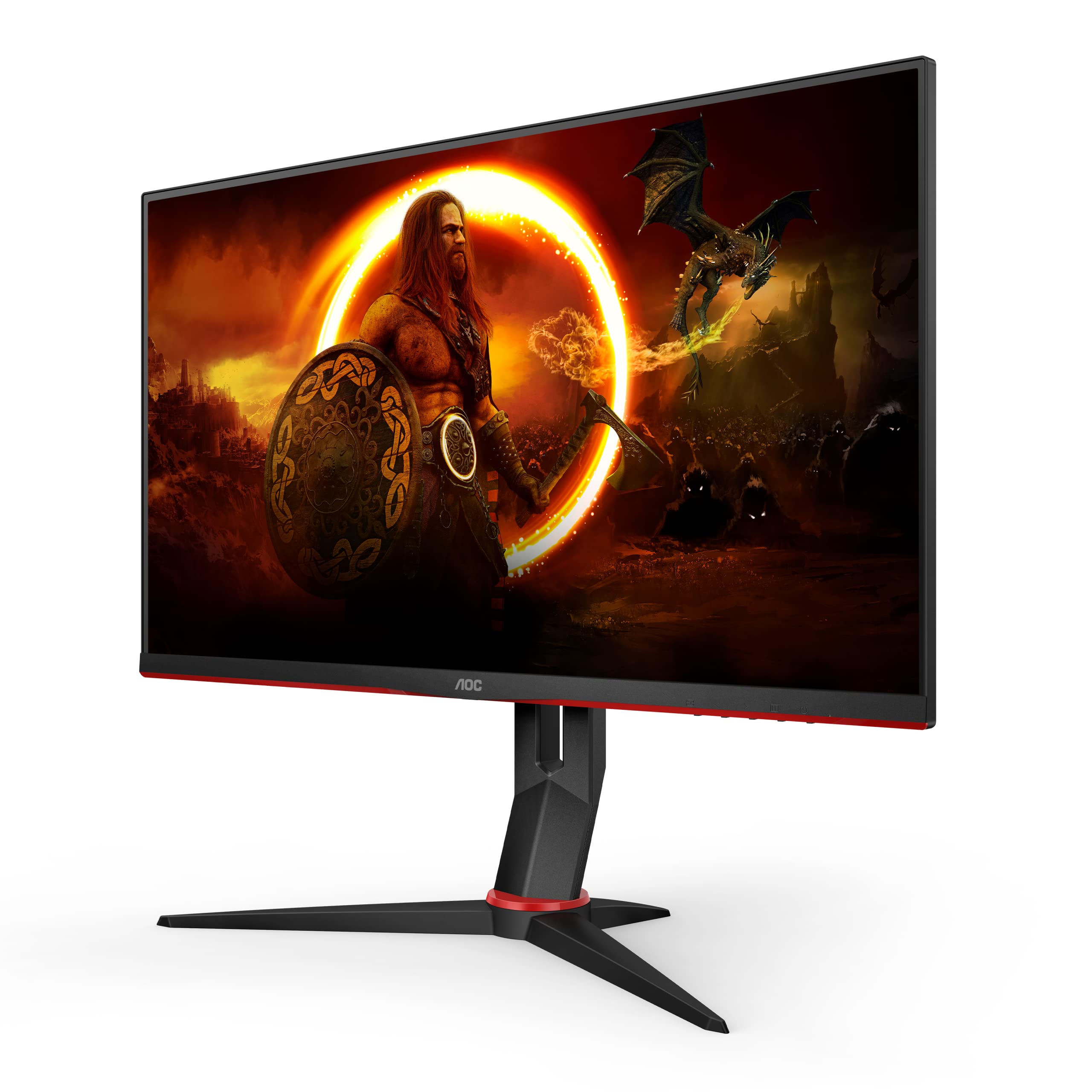 AOC 24G2SU 24 Inch FHD Gaming Monitor - 165Hz Refresh Rate, 1ms Response Time, AMD FreeSync Premium, 1920x1080 Resolution, VGA/HDMI/DisplayPort/USB Hub, Black/Red - Perfect for Competitive Gaming & Esports