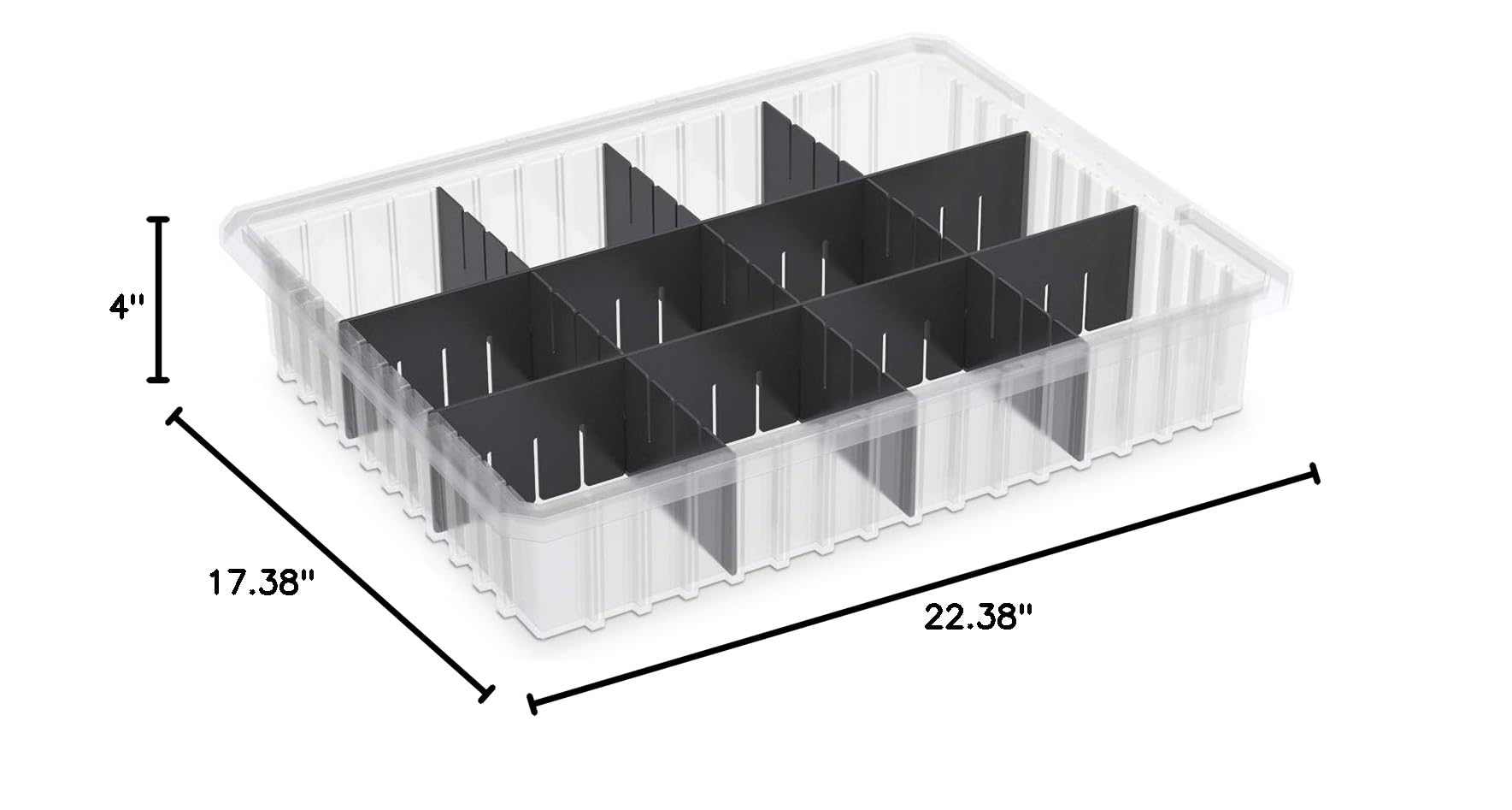 Akro-Mils 33224 Stackable Plastic Storage Bins - 6 Pack Blue Modular Organizer Boxes with Dividers (22.4