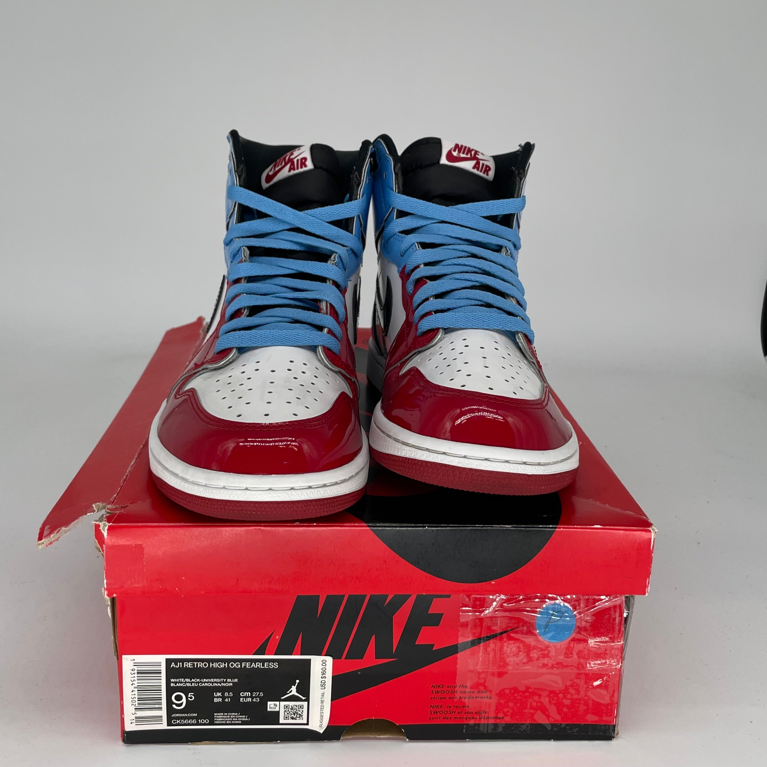 AIR JORDAN 1 FEARLESS UNC CHICAGO Men's Basketball Shoes - Size 9.5 (CK5666-100) - Authentic Retro Sneakers for Streetwear & Sports Fashion