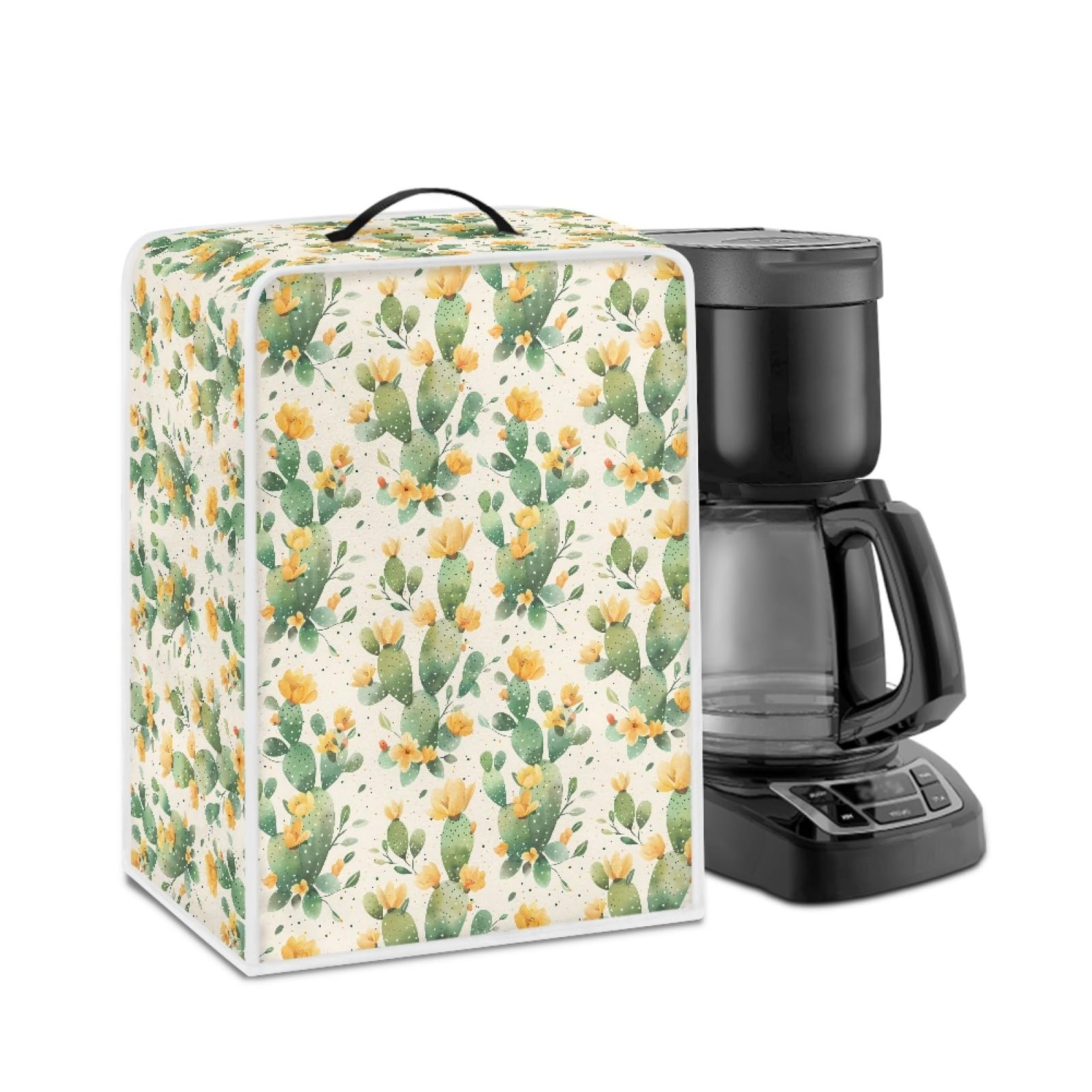 GLENLCWE Cactus Floral Dust Cover for Coffee Maker - Summer Style Washable & Foldable Protective Cover for Stand Mixer, Juicer, and Small Appliances | Perfect for Kitchen, Office, and Outdoor Use