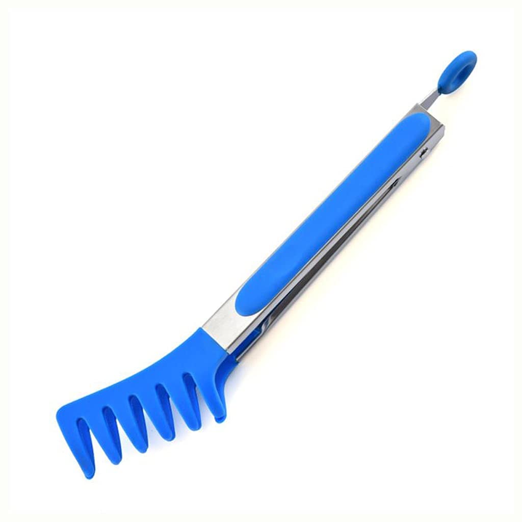 Premium Food Grade Silicone Pasta Tongs with Non-Slip Grip - Stainless Steel Kitchen Utensil for Noodles, Salad, BBQ & Cooking - Perfect for Restaurants, Home Kitchens & Outdoor Grilling