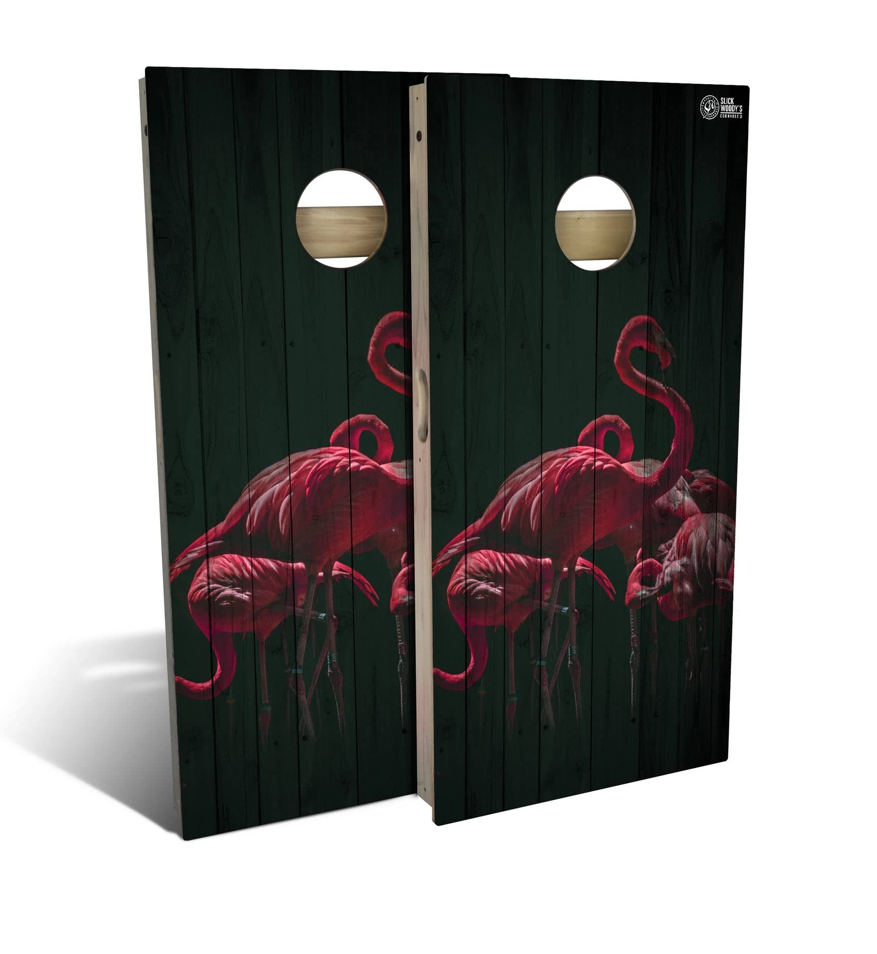 Premium Custom Cornhole Boards Set - Solid Wood Flamingo Design - Made in USA - Choose Size & Accessories - Perfect for Backyard Parties, Tailgating & Outdoor Games